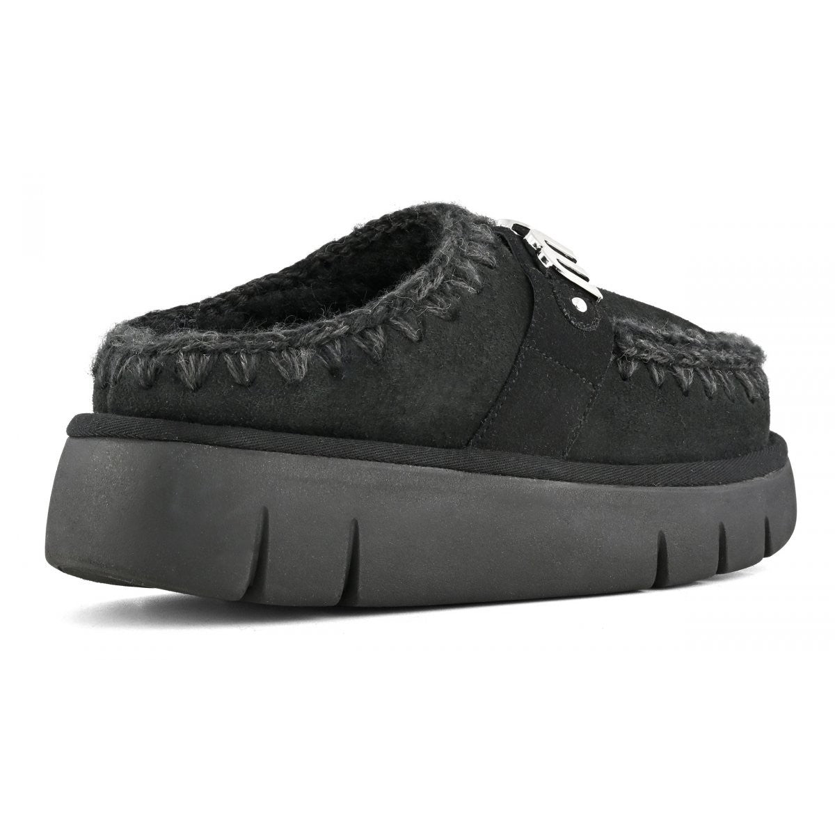 MOU Ciabatta Donna Bounce clog metal logo MU.FW531001A BKBK BLACK