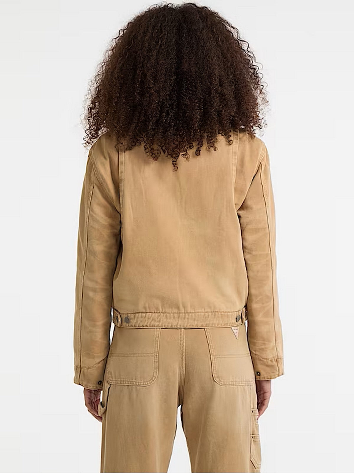 GUESS Giubbino Donna GO CROPPED WORKWEAR JACKET W5BN80 WG163 G1K9 HERB TAN