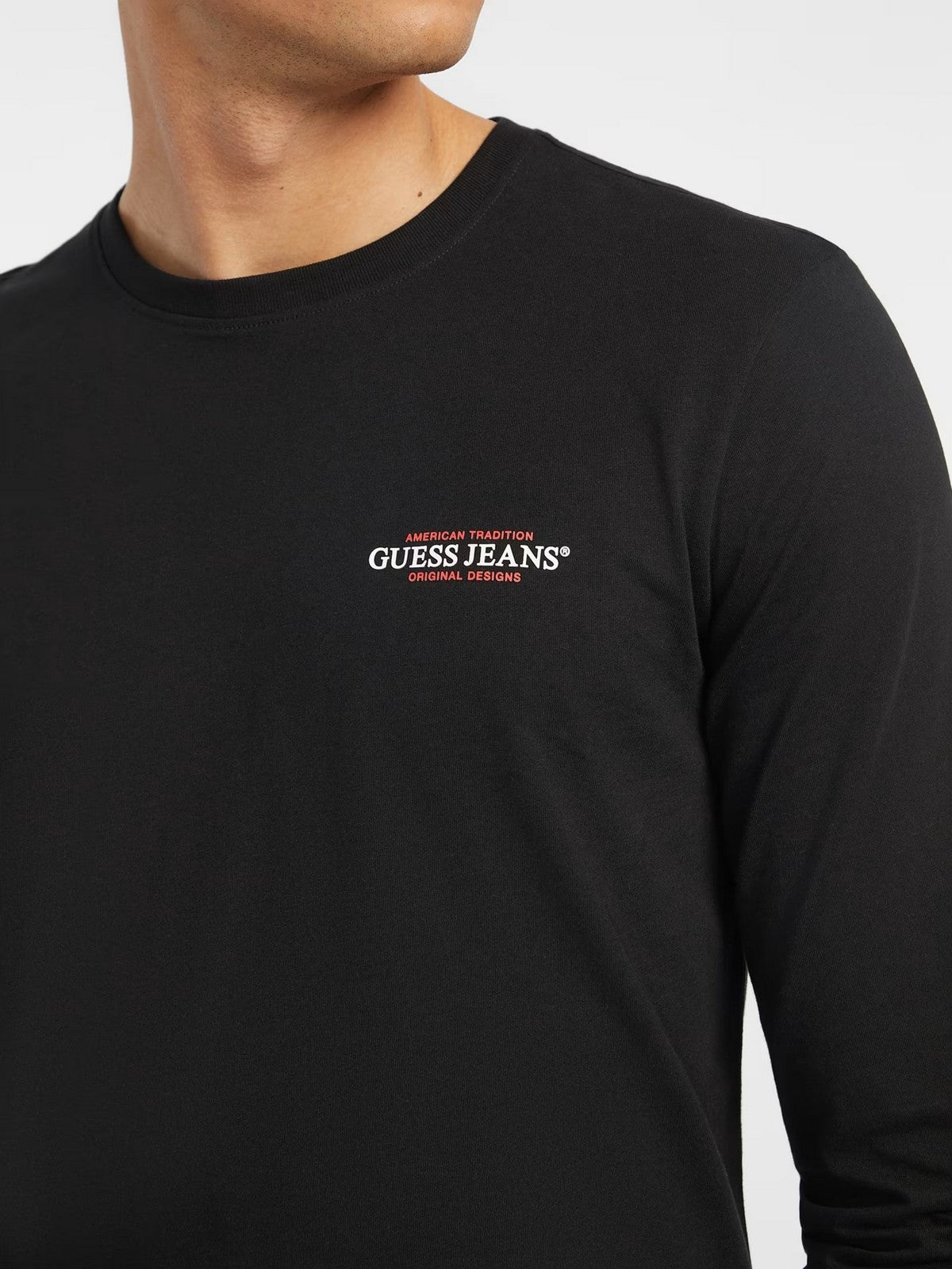 GUESS T-shirt Uomo GJ LS CN SLIM AMERICAN TR TEE M4YI54 K8HM0 JBLK Jet Black A996