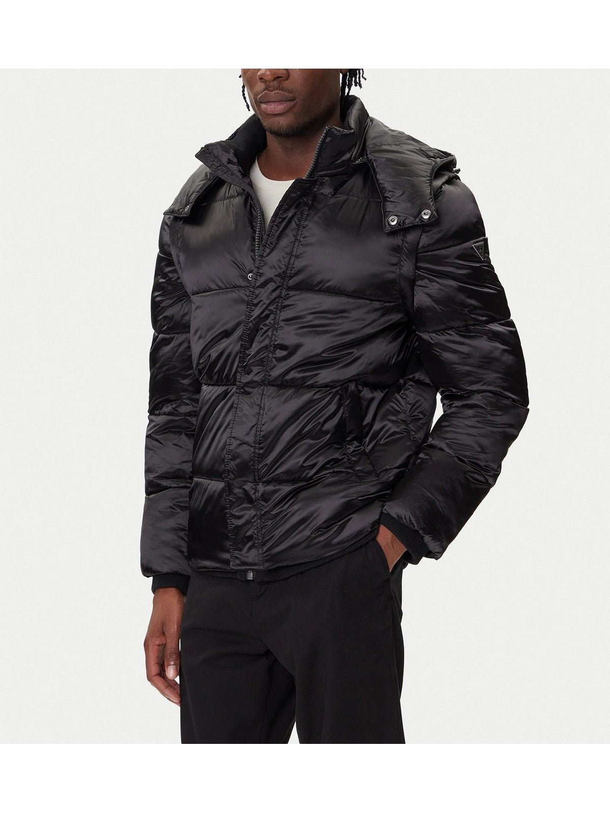 GUESS Giubbino Uomo METALLIZED PUFFA JACKET M5BL2L WGZF2 JBLK Jet Black A996