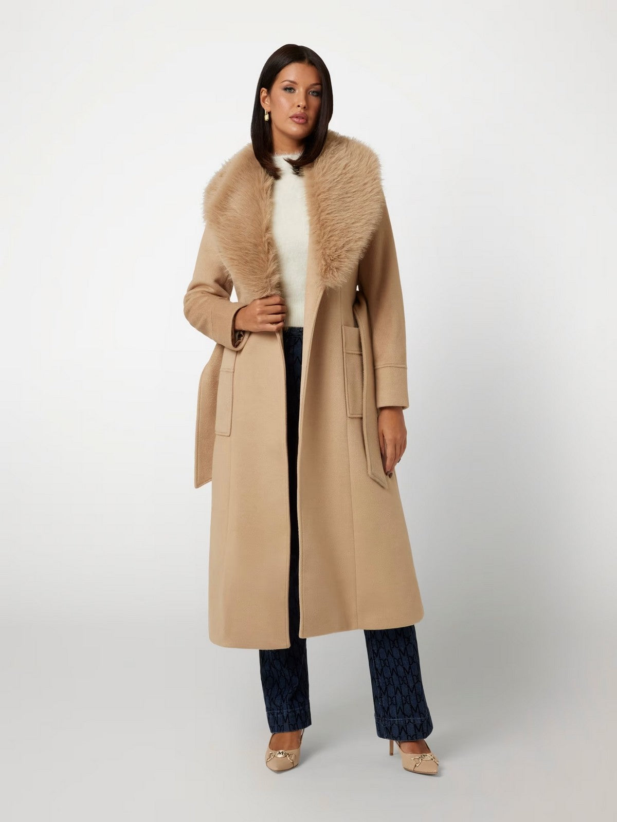 Marciano Femme's Coat Mabe Plaid Coat 4BGL25 7199A F13T BEIGE
