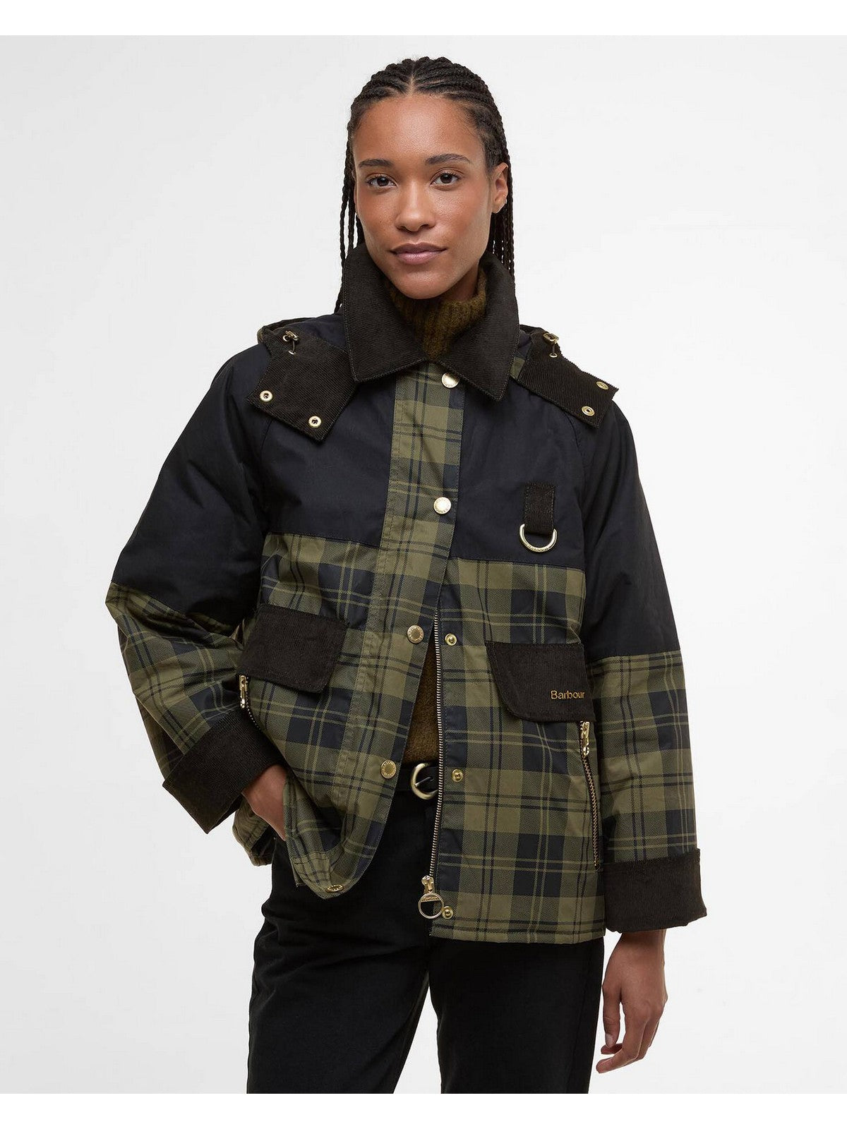BARBOUR Damenjacke ELAINE LSP0253 OL51 OLIVE CHECK/BLACK