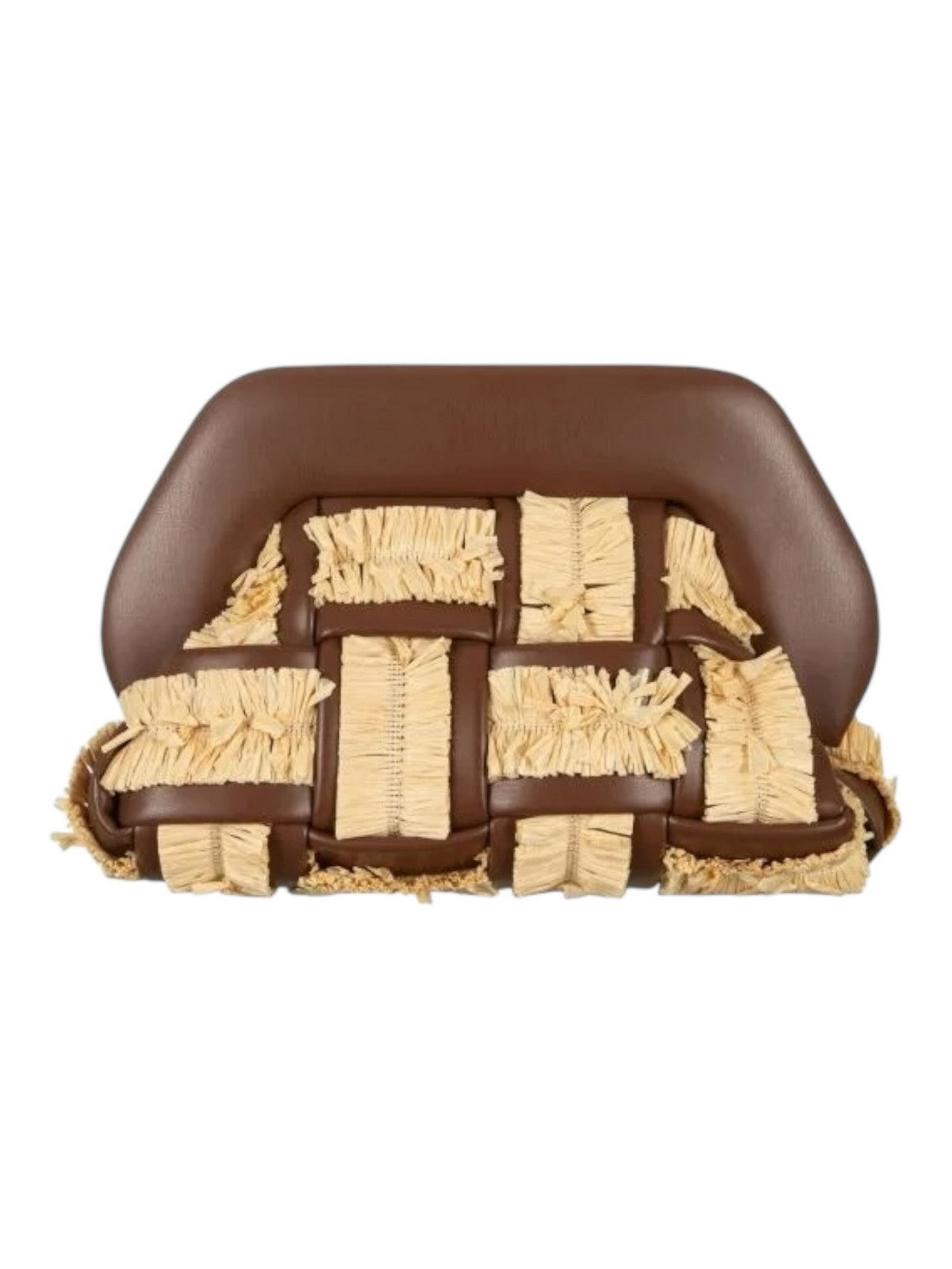 THEMOIRè Bios Medium rafia vegan fabric bag beige brown eco-friendly design