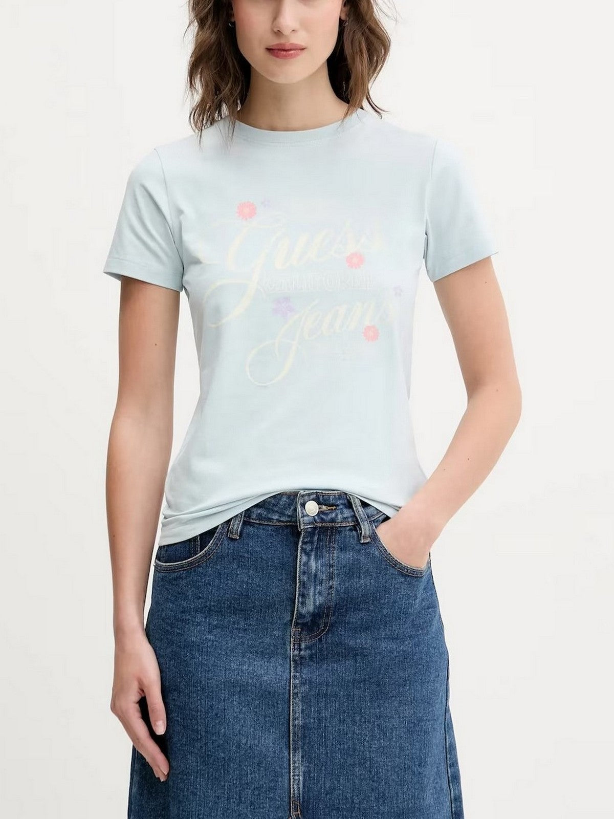 GUESS T-shirt Donna GJ SS SLIM FLOWER TEE W5GI24 J1314 G7O7 AZURE LAGUNA gioboutiqueweb