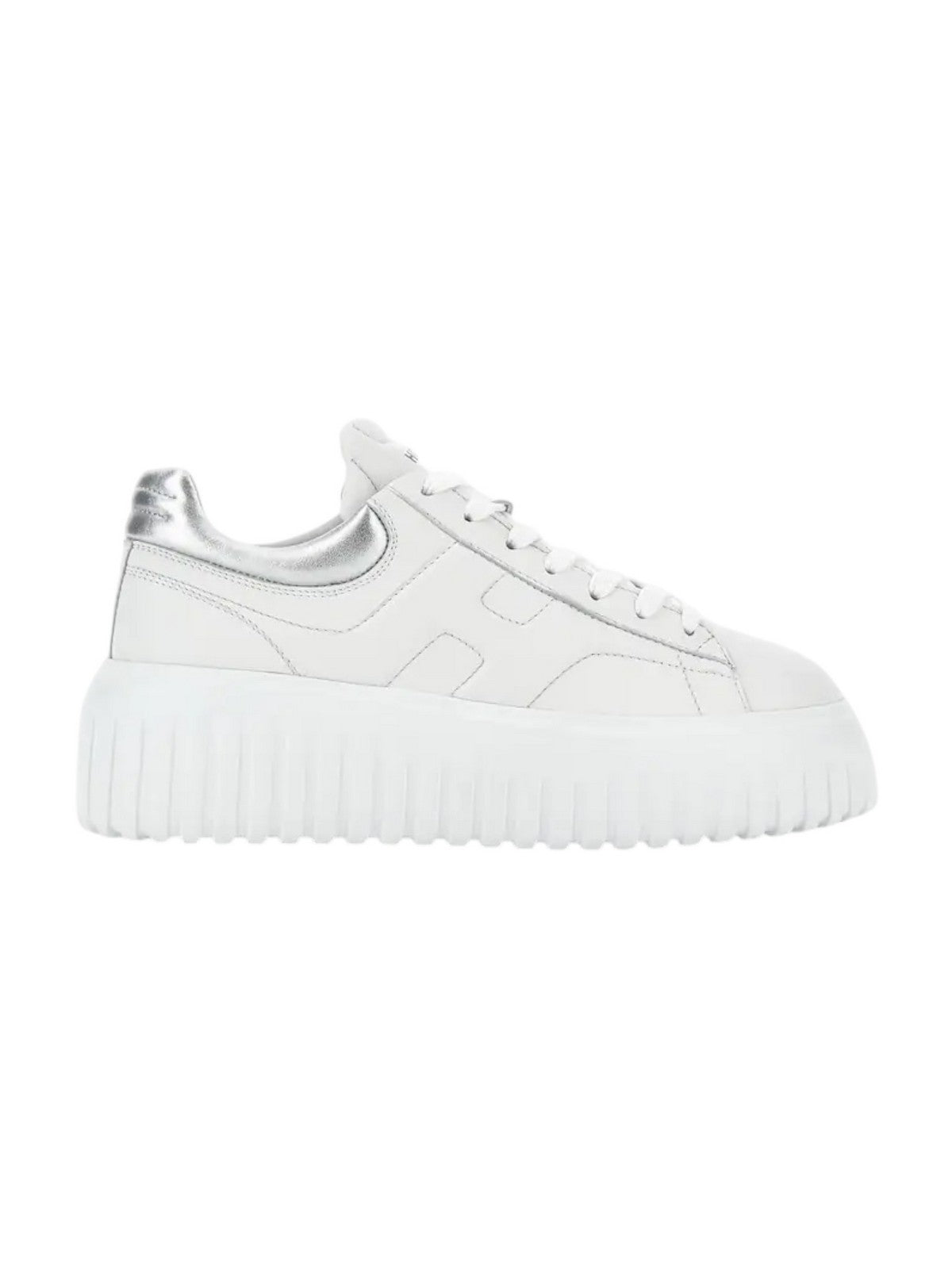 HOGAN Sneaker Donna H-STRIPES ALLACCIATO H HXW6450FC60KU00351 B001(BIANCO)+B200(ARGENTO) gioboutiqueweb