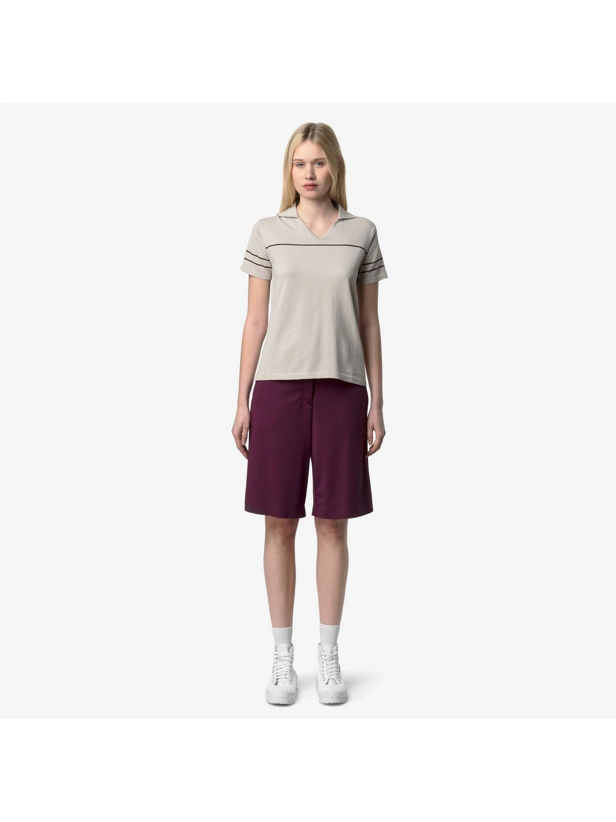 K-WAY Polo Donna MAZARDY STRIPES K11715W C36 BEIGE LT - Violet Bu