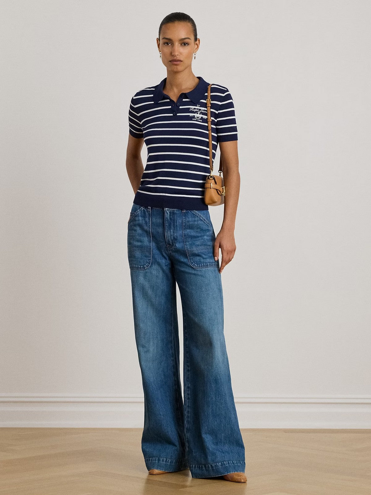 LAUREN RALPH LAUREN Polo Donna NATRISSA-SHORT SLEEVE-PULLOVER 200P03506 002 REFINED NAVY/WHITE