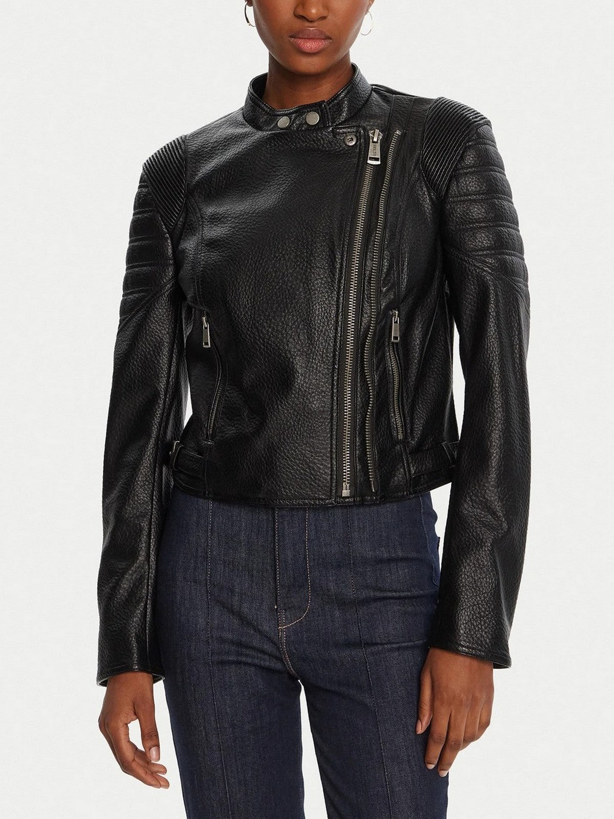 GUESS Giubbino Donna JEANNINE PU STITCHED JACKET W5YL19 WHDS0 JBLK Jet Black A996