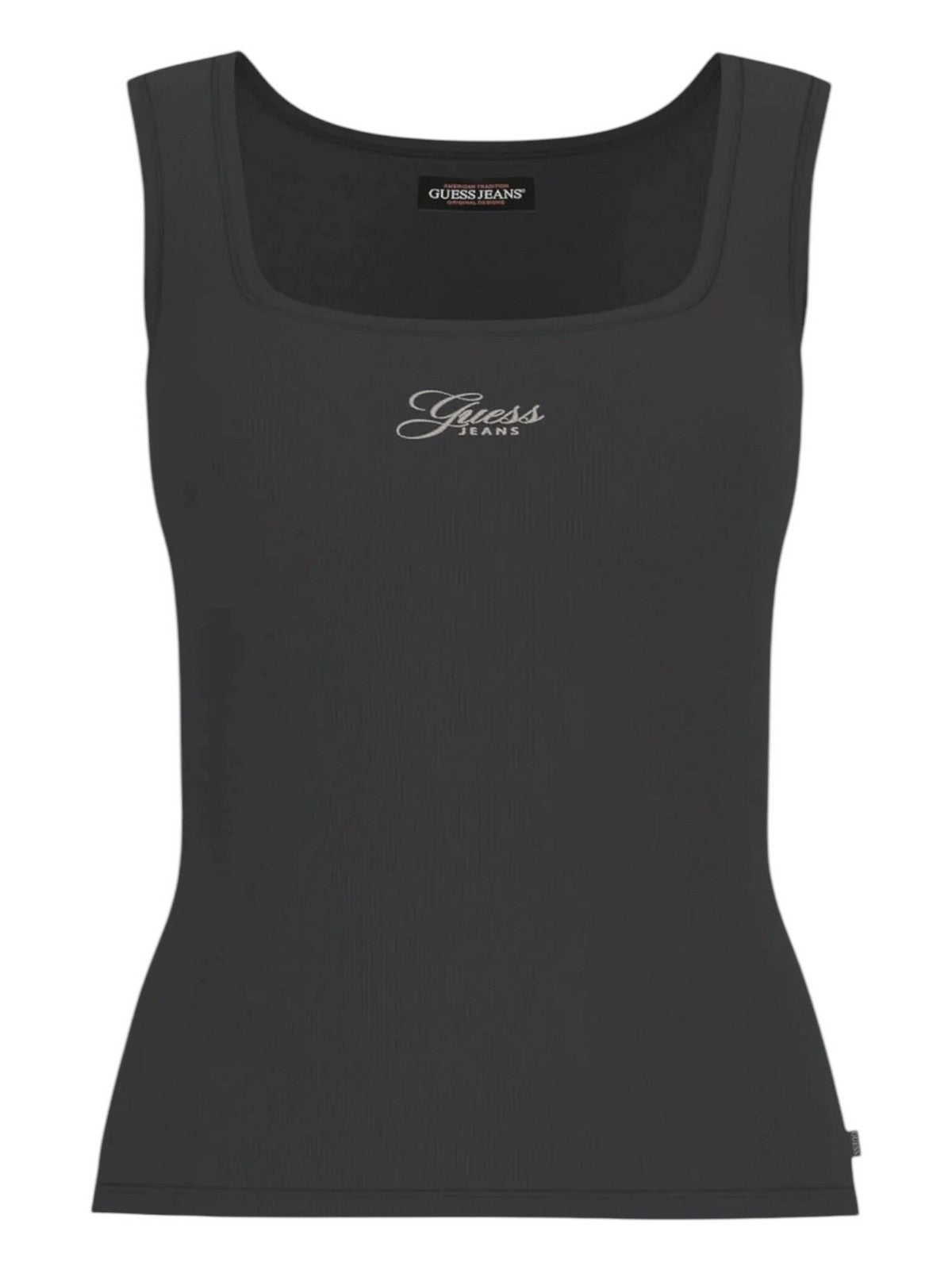 GUESS Canotta Donna GJ TANK TOP SLIM RIB EMBRO W5GP26 KA0H1 JBLK Jet Black A996 gioboutiqueweb