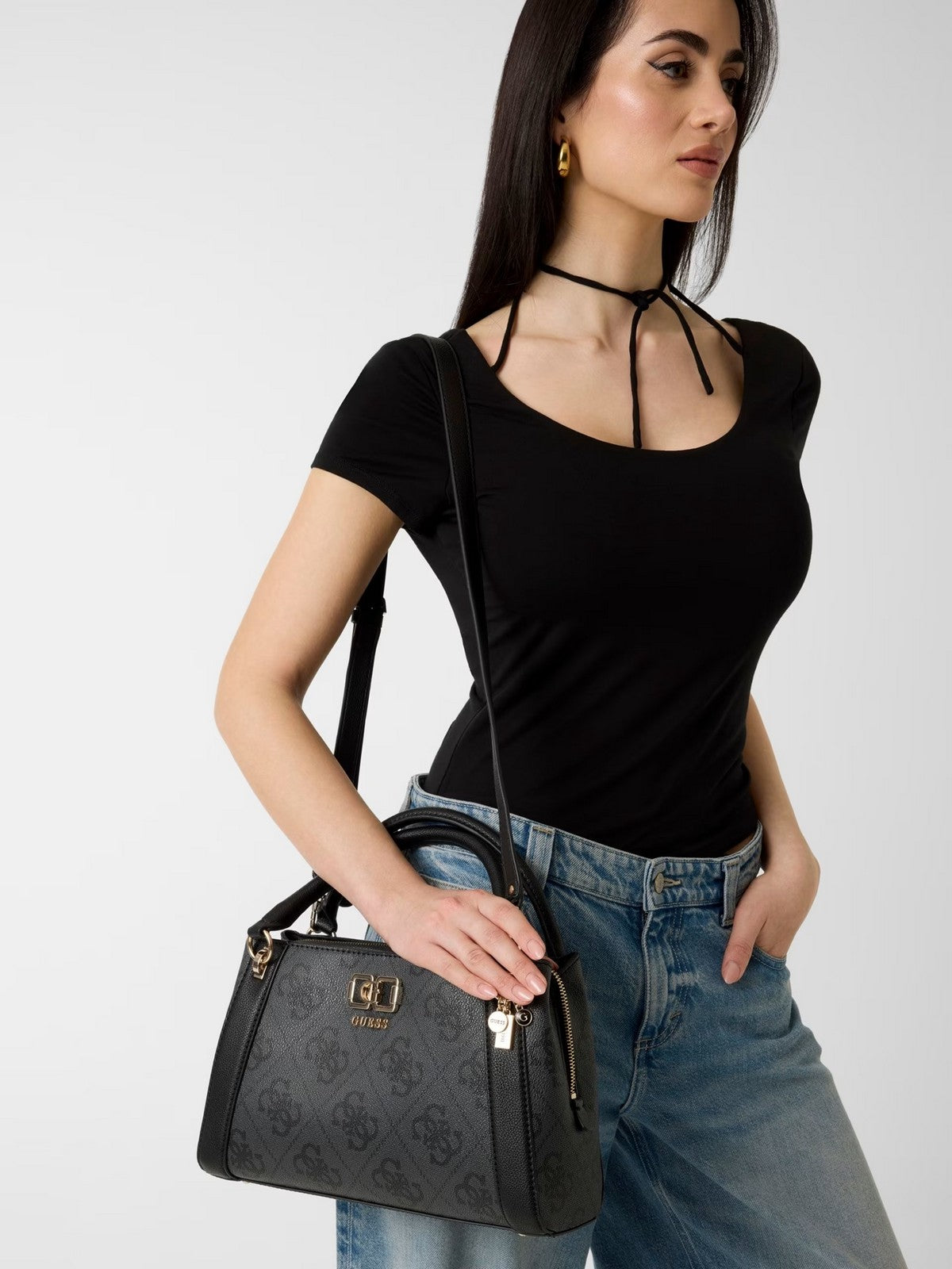 GUESS Borsa Donna KARNILLA LOGO GFRIEND SATHEL HWOS99 01060 CLO COAL LOGO