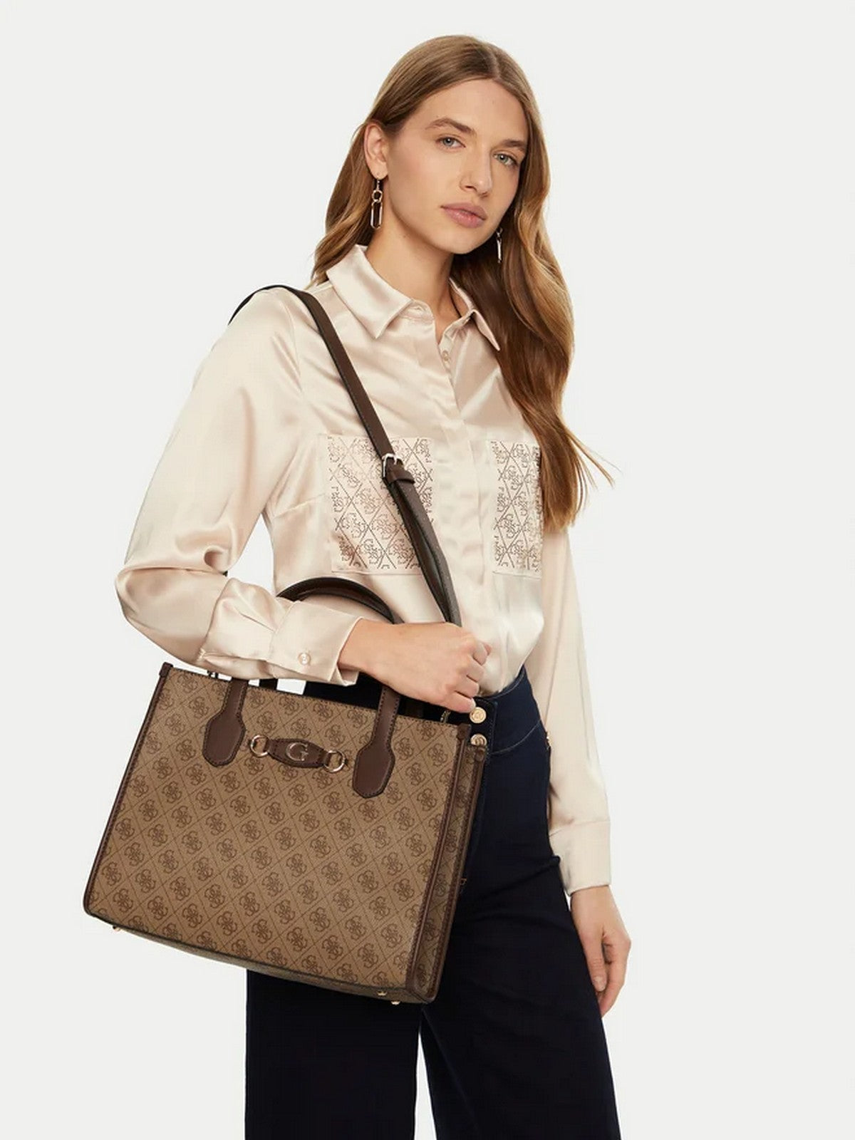 GUESS Borsa Donna IZZY 2 COMP TOTE HWSG86 54220 LGW Marrone gioboutiqueweb