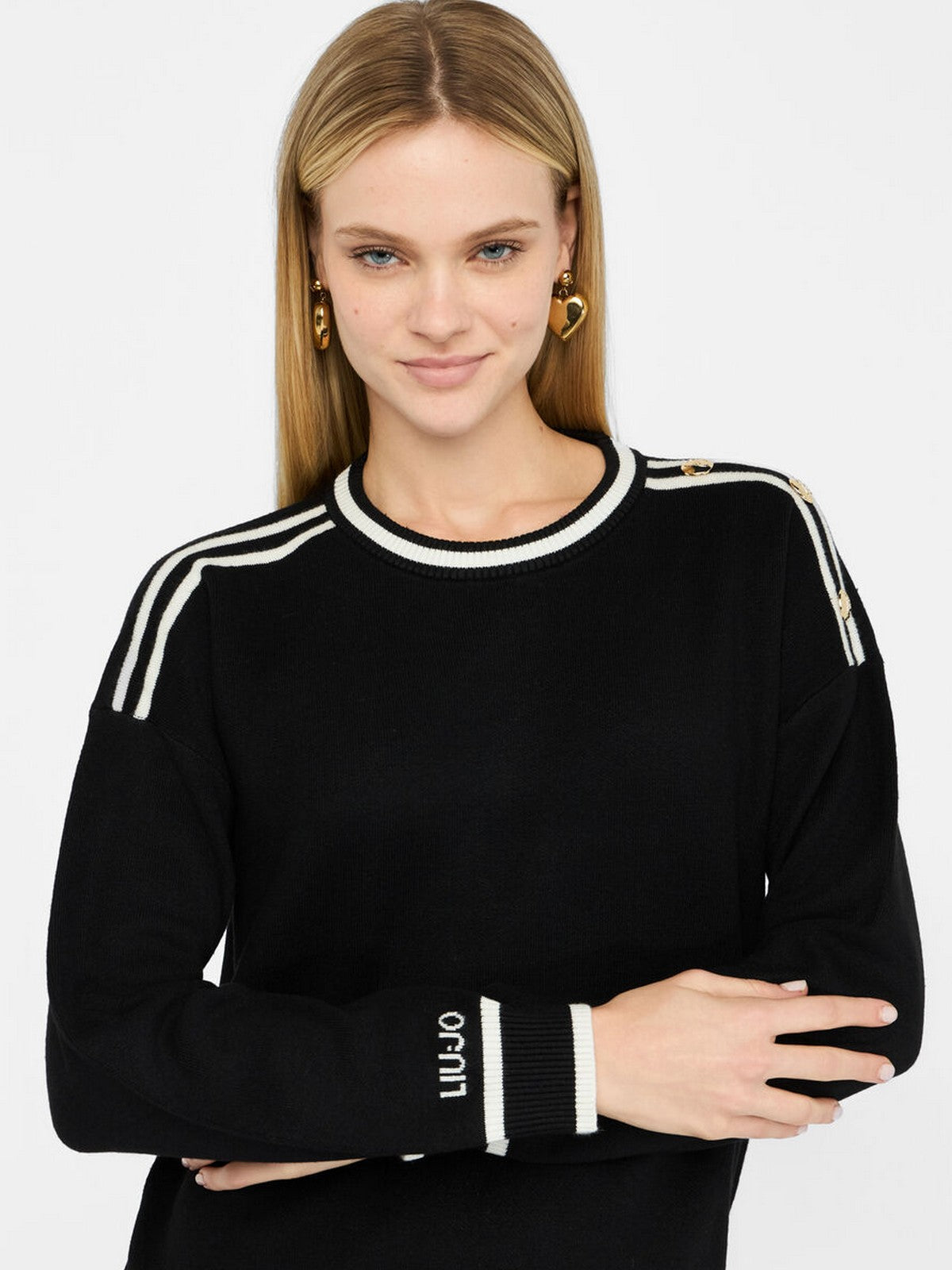 LIU JO SPORT Maglione Donna TF5230MS59L 03N66 Nero/bianco latte