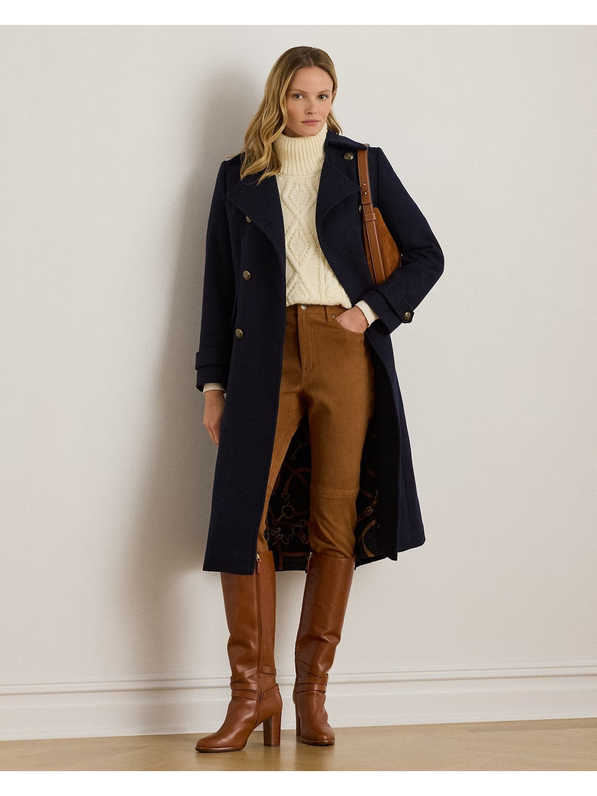 LAUREN RALPH LAUREN Cappotto Donna "TWILL DB 45""-LINED-COAT" 297P04150 002 REGAL NAVY gioboutiqueweb