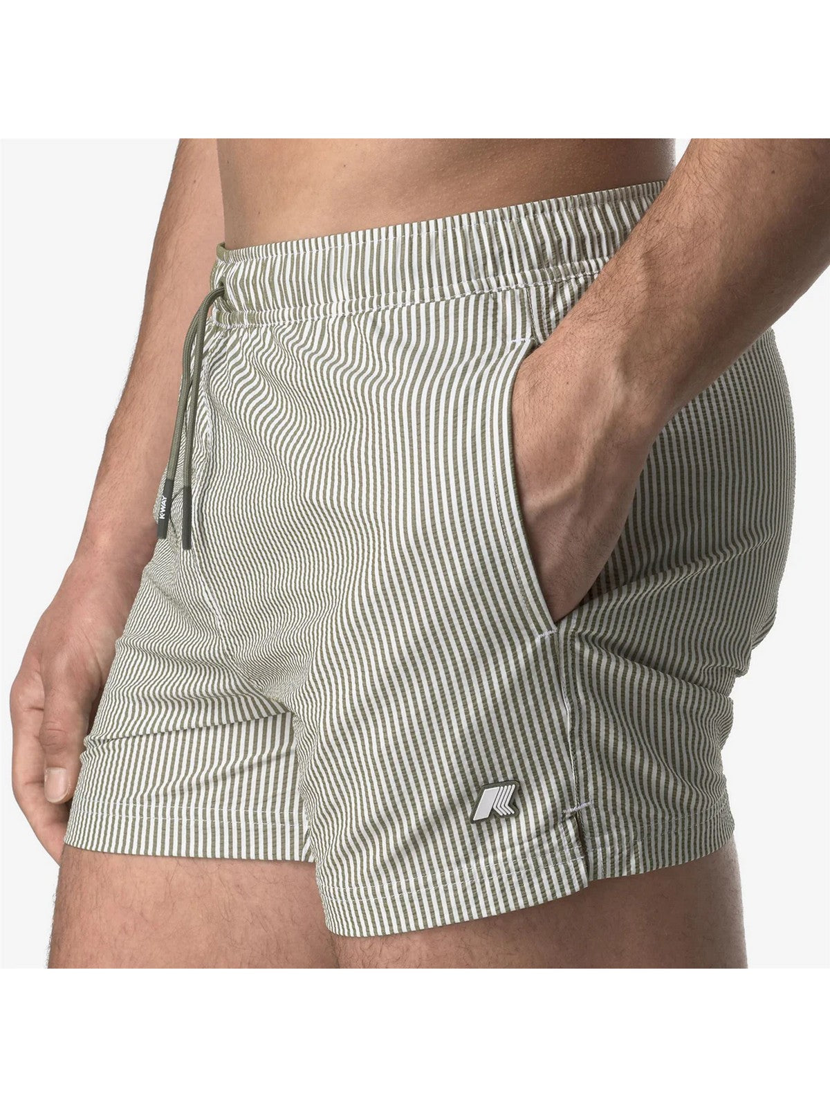 K-WAY Costume da bagno Uomo HAZEL MID STRIPES BEACH K8141KW AZX Bianco gioboutiqueweb