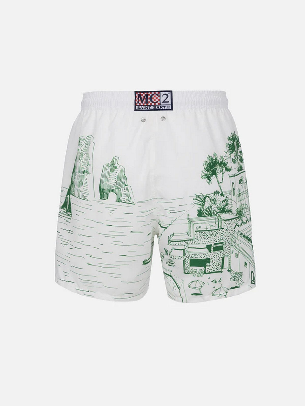 MC2 SAINT BARTH Costume da bagno Uomo GUSTAVIA PLACED PRINT 03664F Bianco gioboutiqueweb