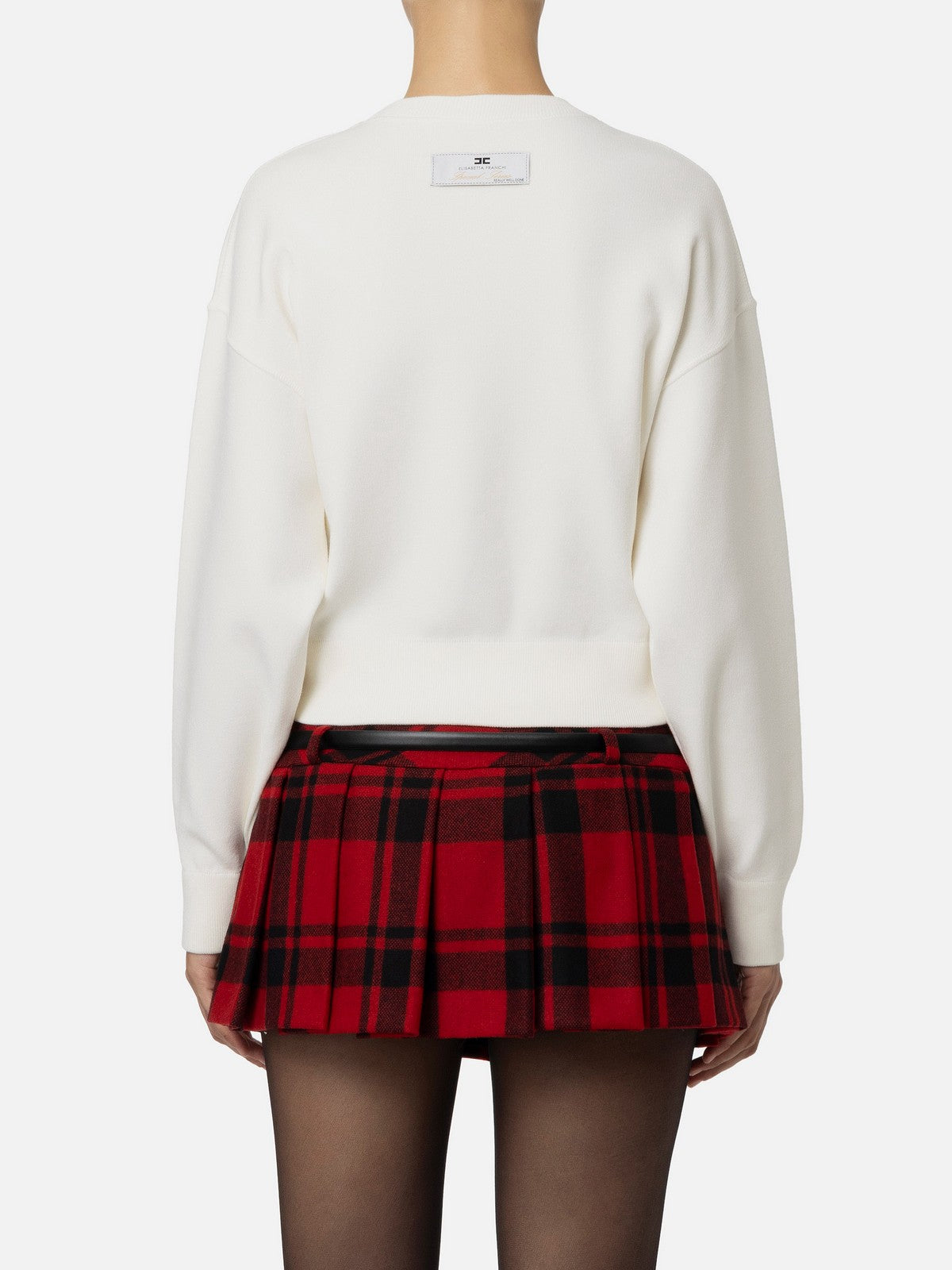 ELISABETTA FRANCHI Felpa Donna MK76Q46E2 360 Avorio gioboutiqueweb