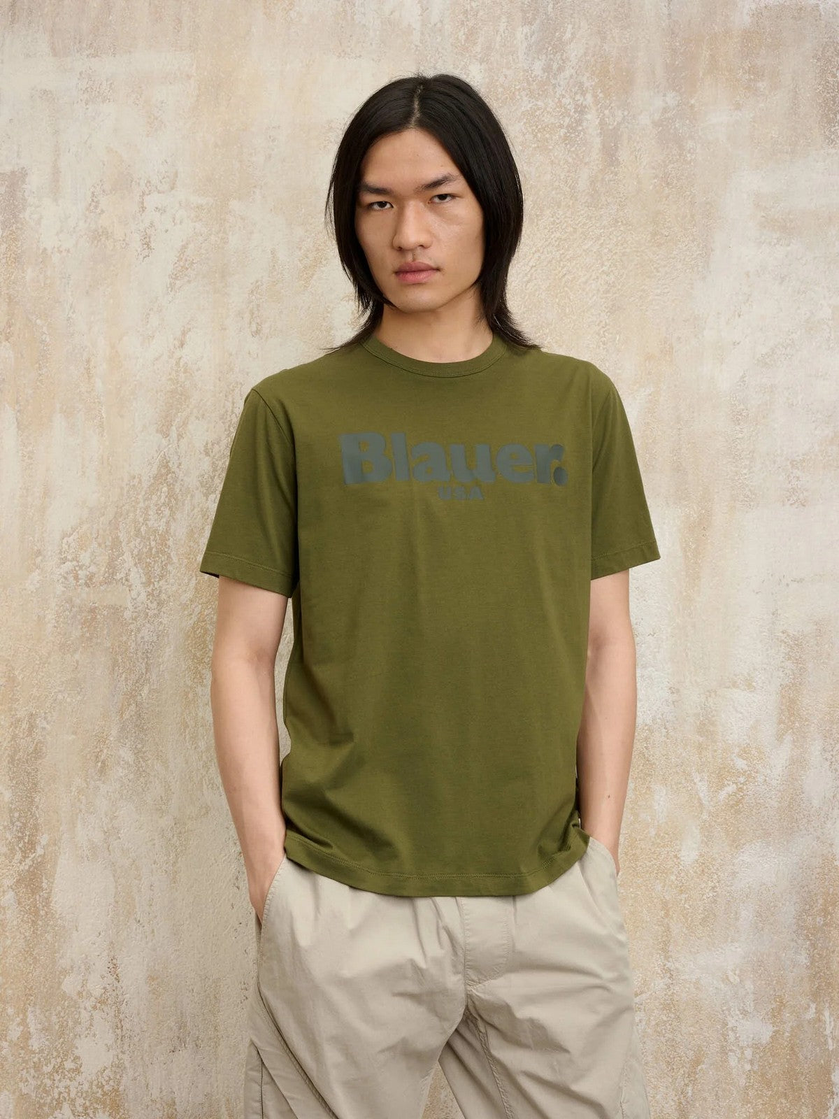 BLAUER T-shirt Uomo BOURNE 25SBLUH02191 004547 647 Verde gioboutiqueweb