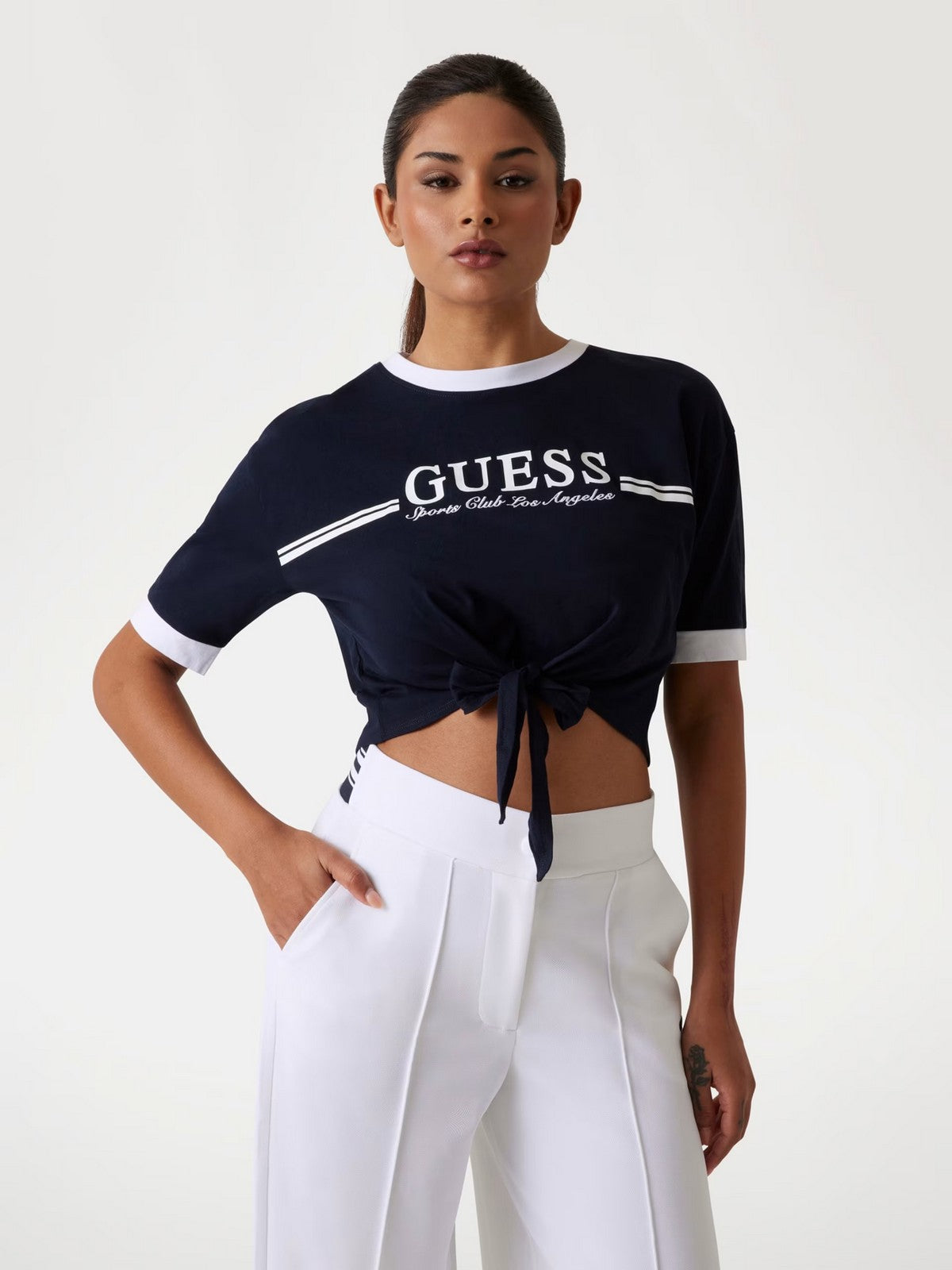 GUESS SPORT T-shirt Donna KNOT T-SHIRT V5GI05 I3Z14 A71W Blu gioboutiqueweb