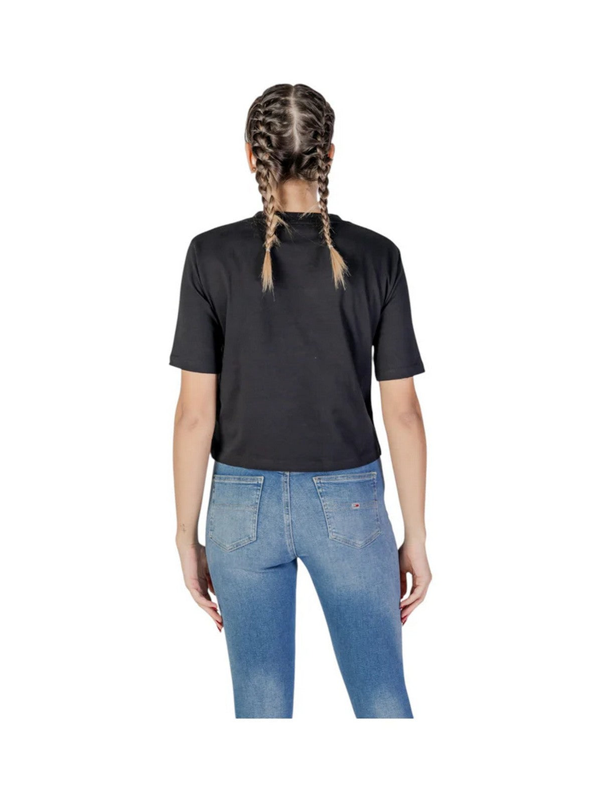 GUESS SPORT T-shirt Donna RHINESTONE BEAR BOXY V5RI09 I3Z14 JBLK Nero gioboutiqueweb