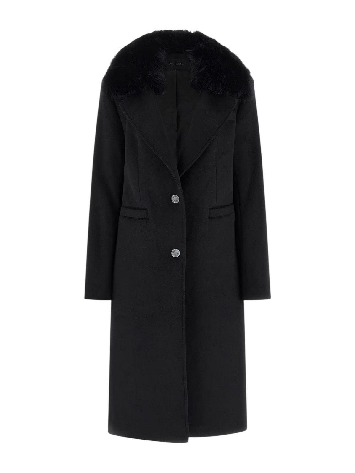 GUESS Cappotto Donna KAROLE FUR COLLAR COAT W5BL19 W2642 JBLK Jet Black A996