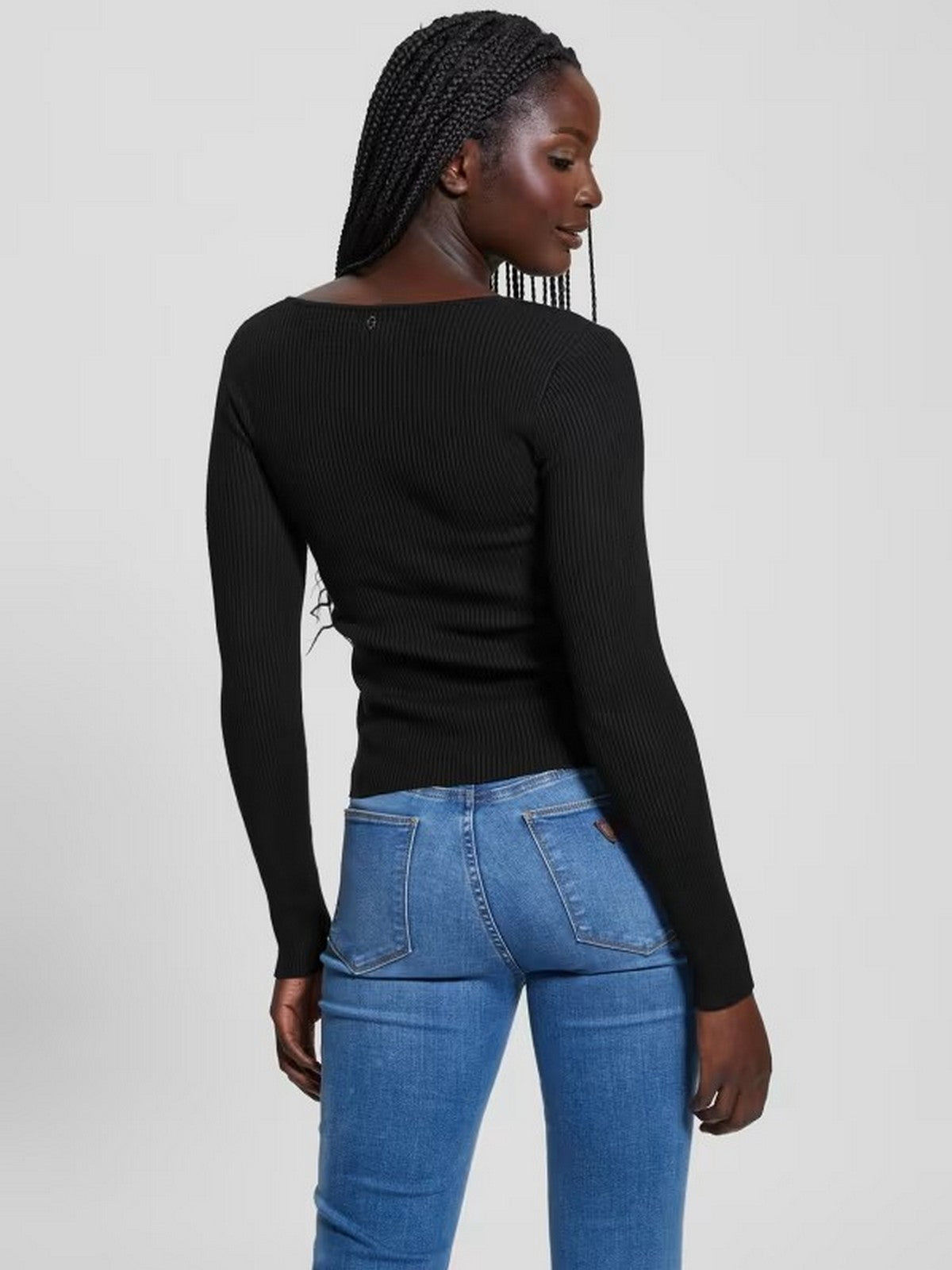 GUESS Maglione Donna LS CIRILA RIB BODYCON SWTR W4BR69 Z2YK2 JBLK Nero gioboutiqueweb