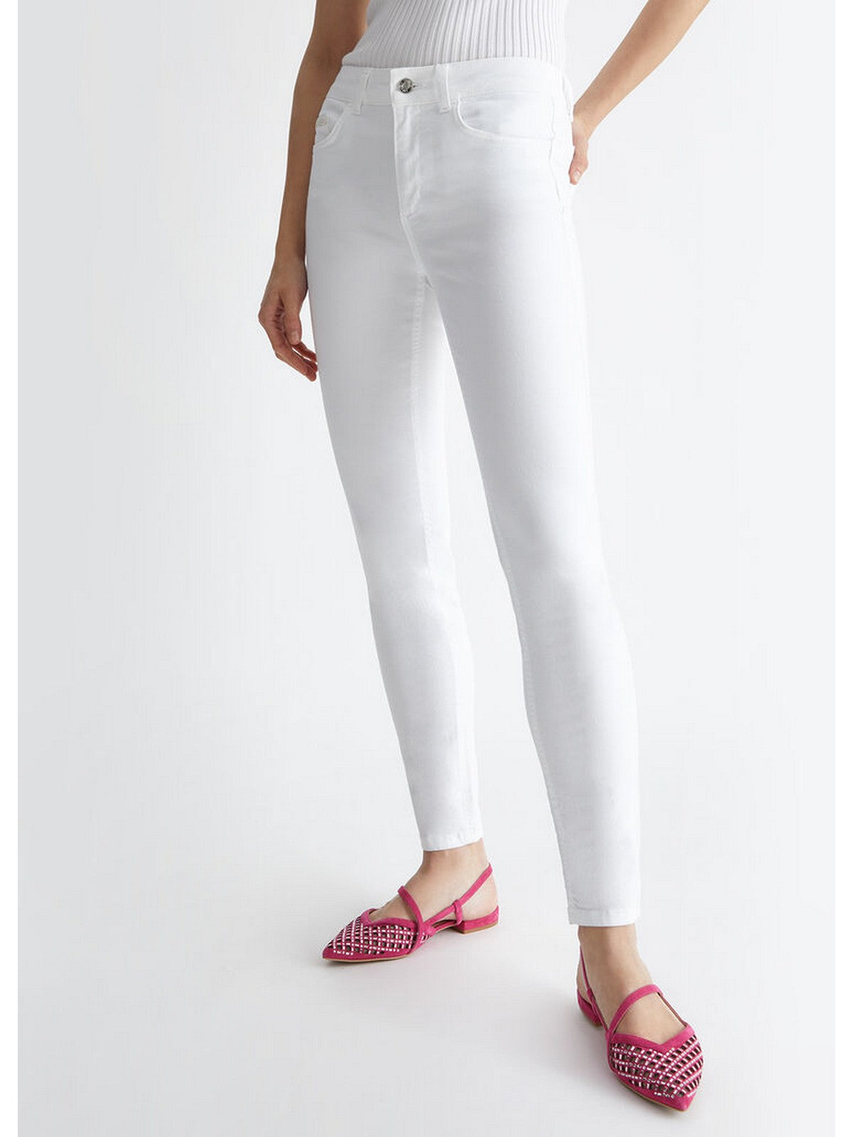 Liu Jo Blue Denim Woman Pantalone UA4013T3546 11111 White