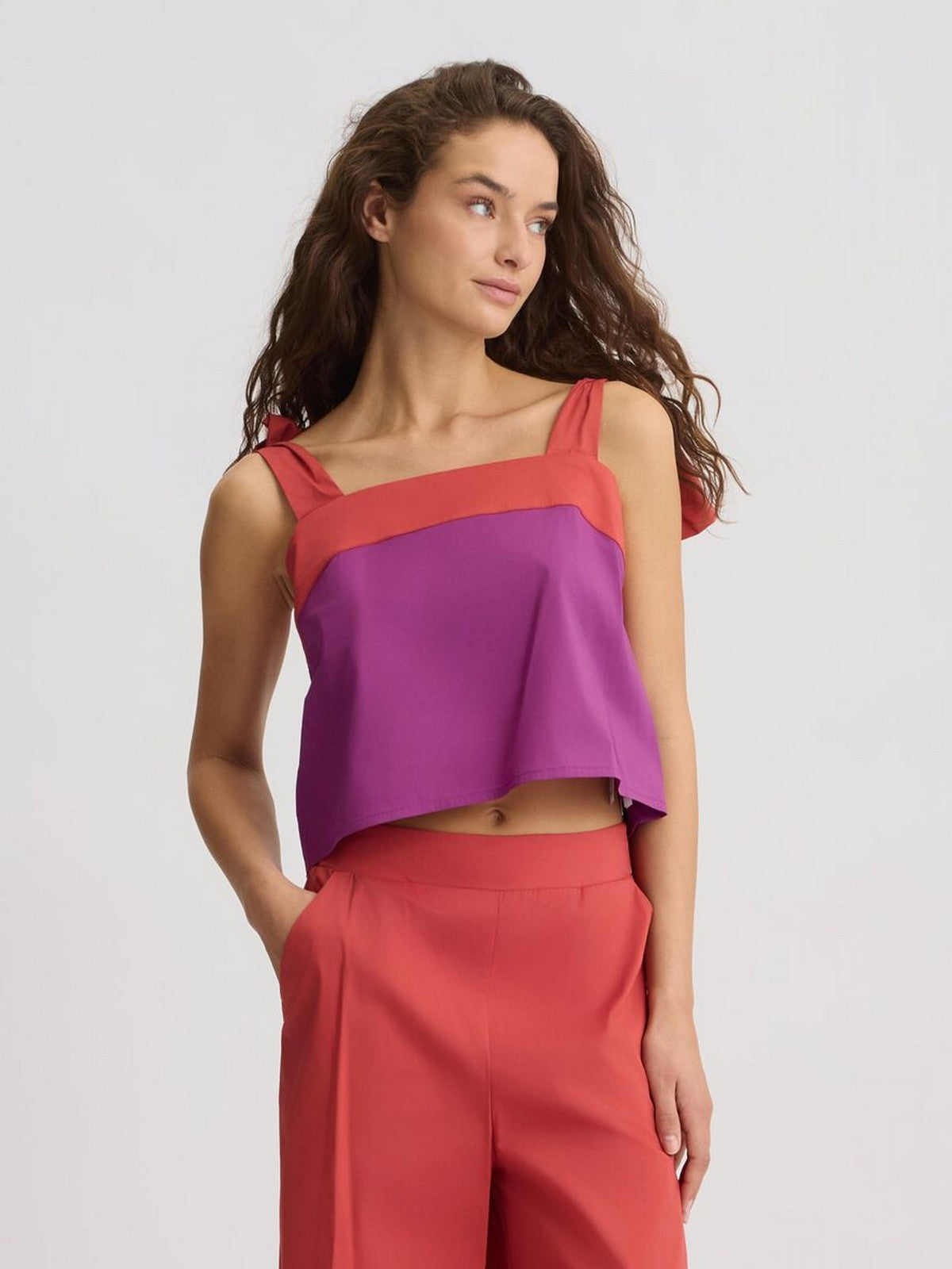 LIU JO BEACHWEAR Top Donna VA5064TS330 C3649 Hollyhock/rosso argi