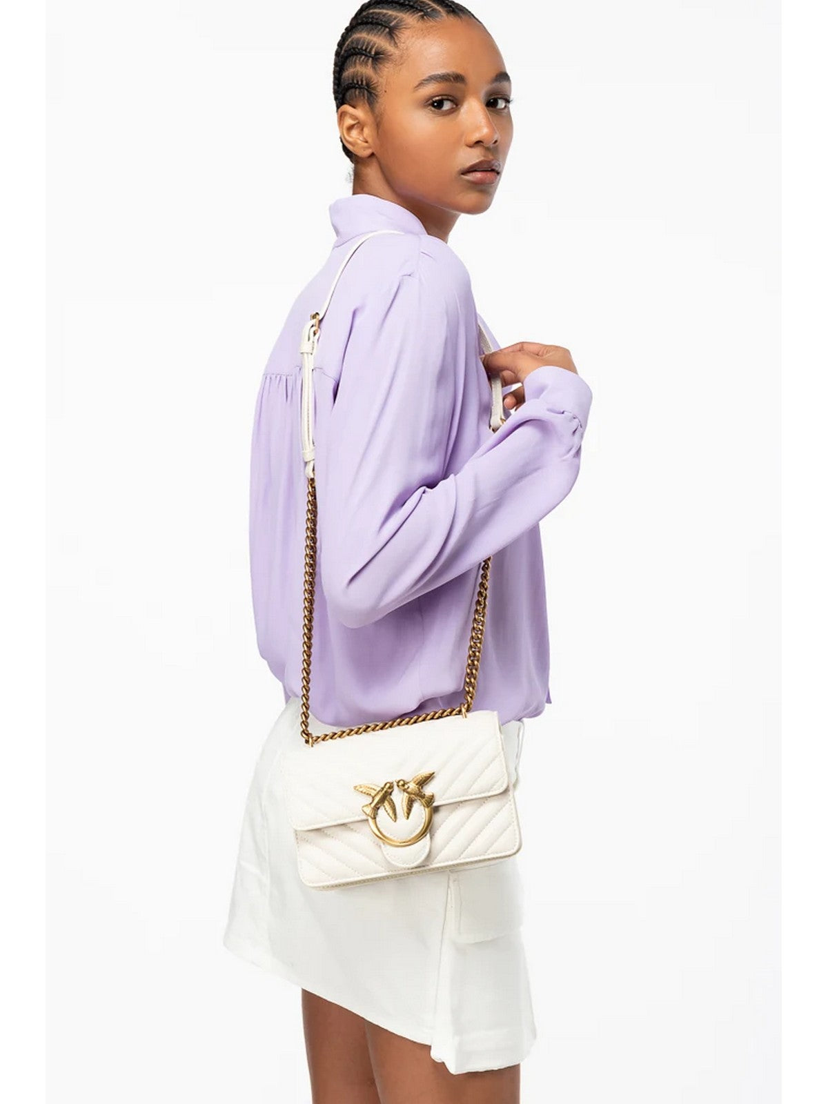 PINKO Borsa Donna Love one mini 100074-A0GK Z14Q Bianco gioboutiqueweb