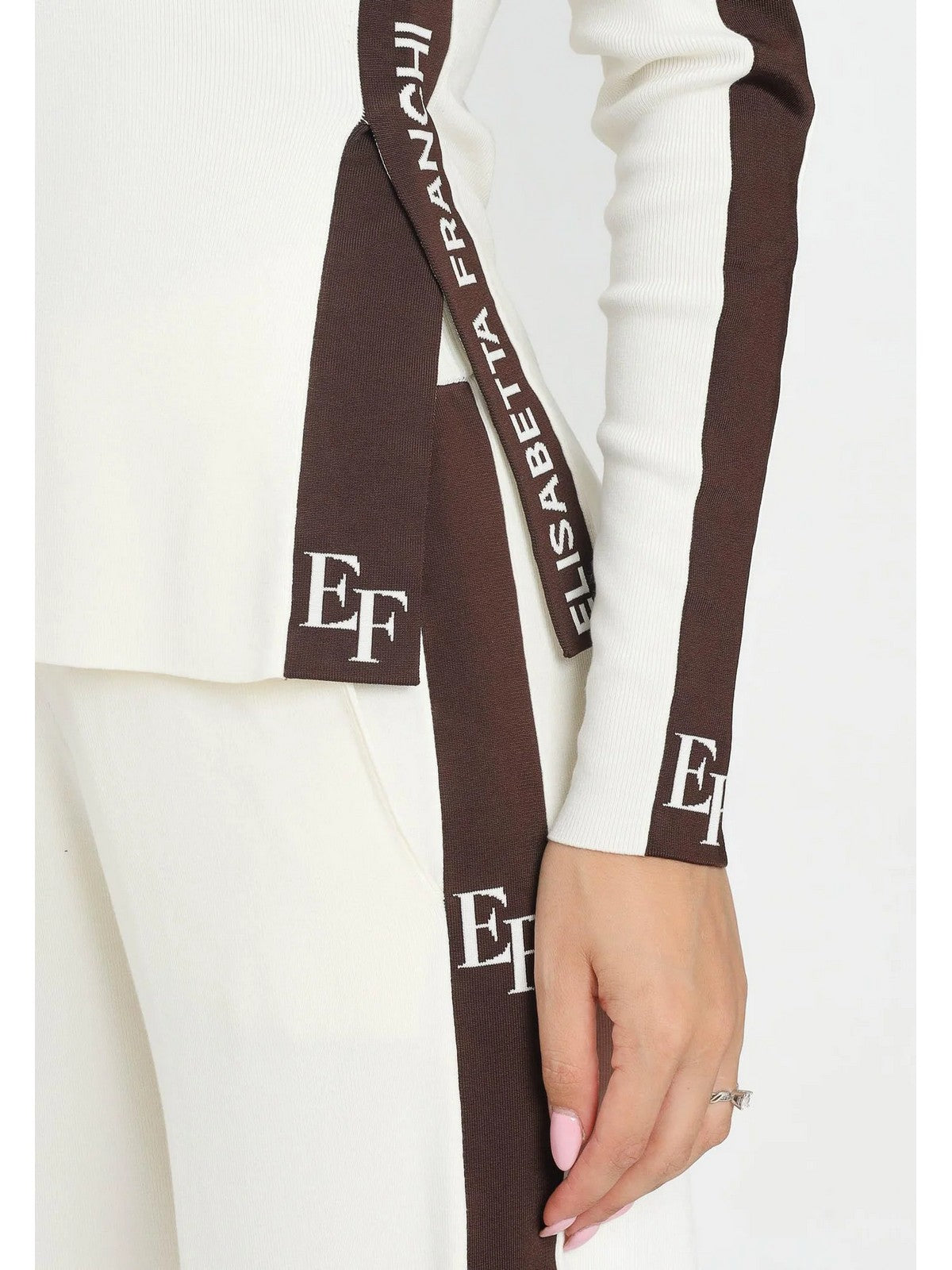 ELISABETTA FRANCHI Maglia Donna MK03S56E2 EG2 MILK/COFFEE gioboutiqueweb