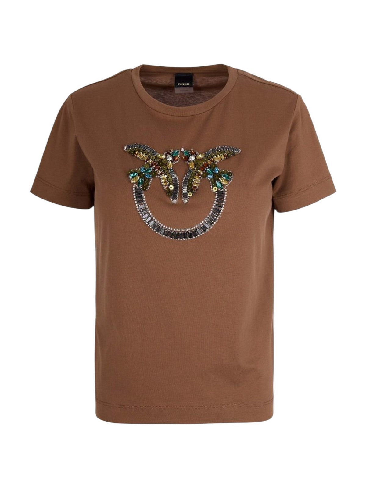 PINKO T-shirt Donna QUENTIN T-SHIRT 100535-A33F L78 MARRONE TERRA X PIANTE