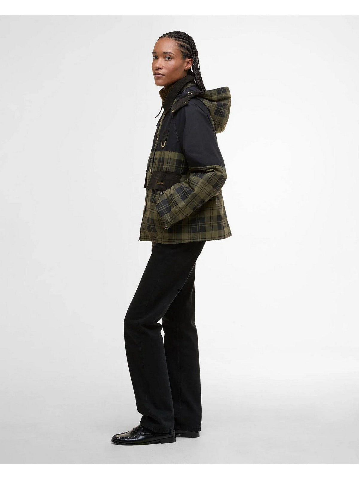 BARBOUR Damenjacke ELAINE LSP0253 OL51 OLIVE CHECK/BLACK