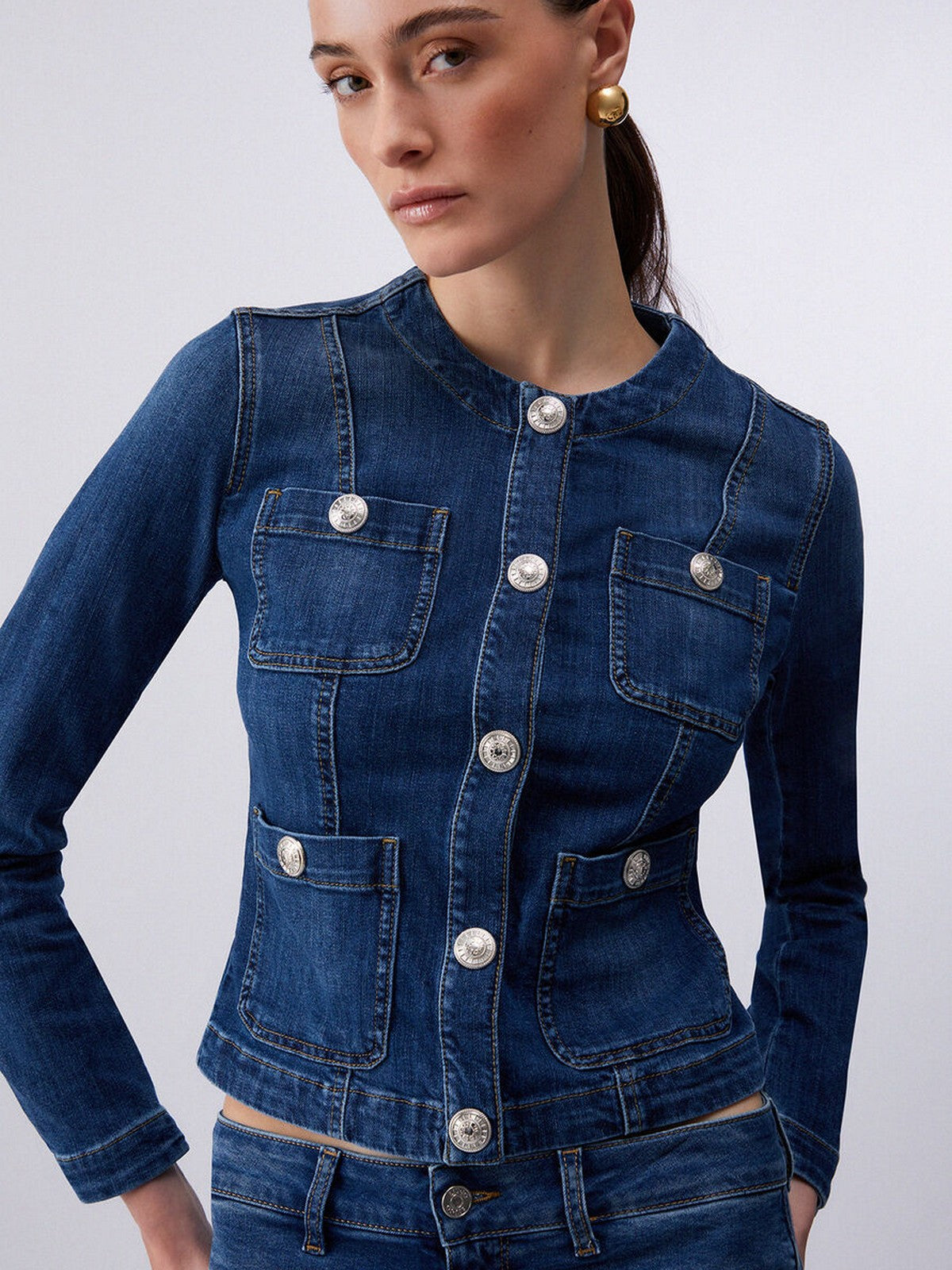 LIU JO BLUE DENIM Giubbino Donna UA6260D0275 78988 Den.Blue dk.buttons