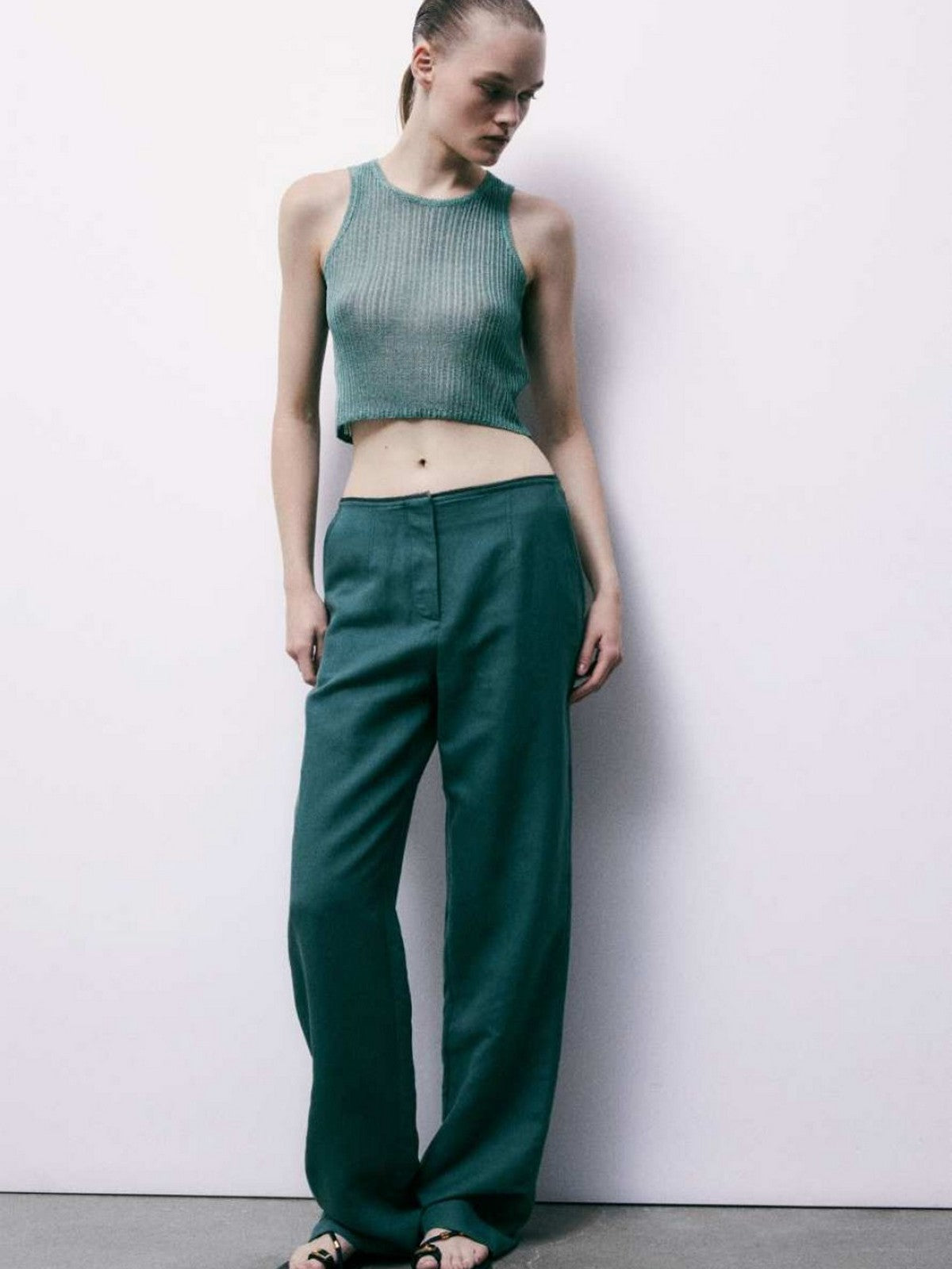 PATRIZIA PEPE Top Donna 2K0374 K328 G634 ALGAE GREEN LUREX