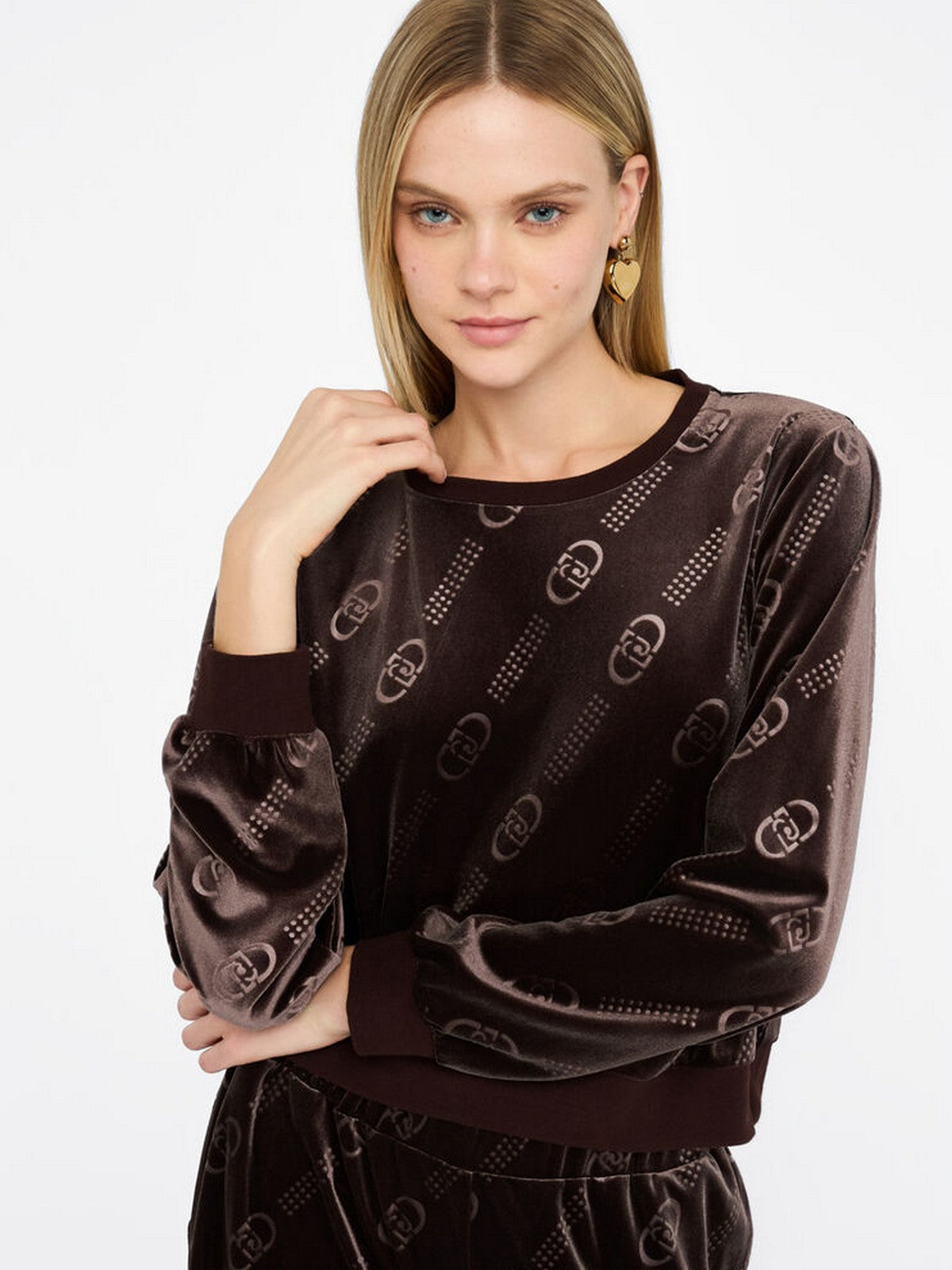 LIU JO SPORT Felpa Donna TF5109J4955 M9768 Cioccolato LiuJo