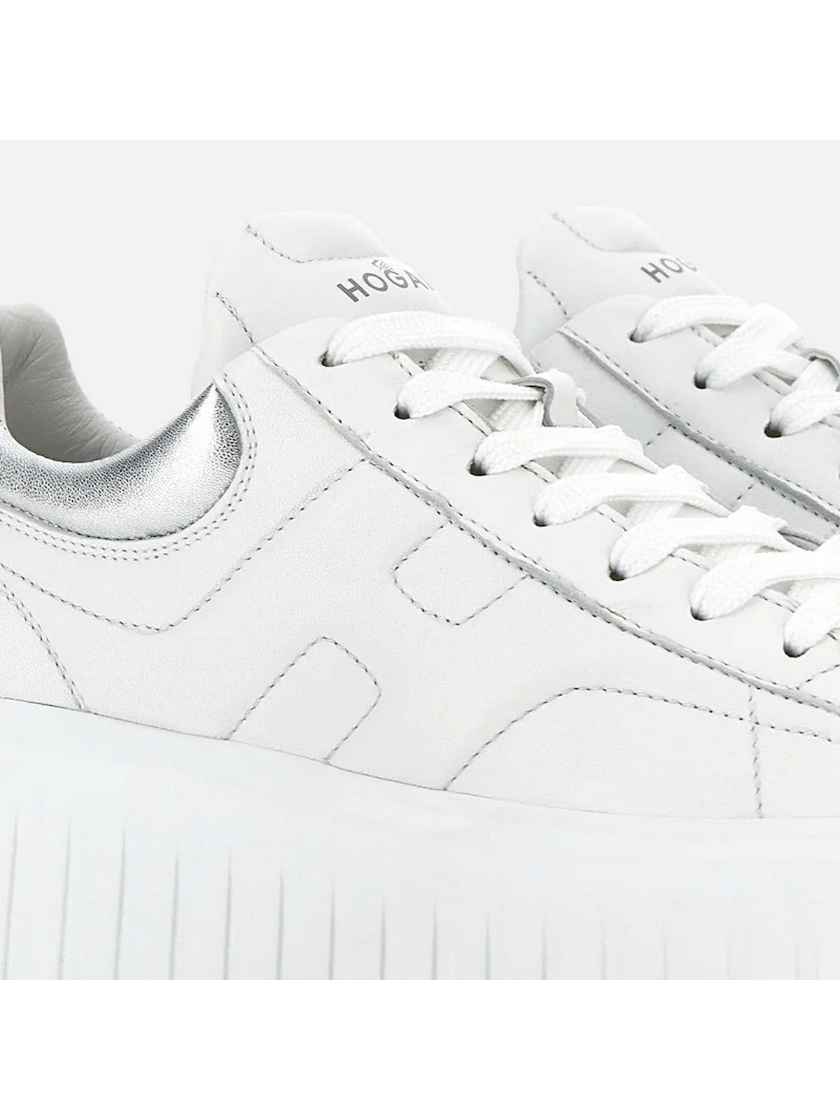 HOGAN Sneaker Donna H-STRIPES ALLACCIATO H HXW6450FC60KU00351 B001(BIANCO)+B200(ARGENTO) gioboutiqueweb