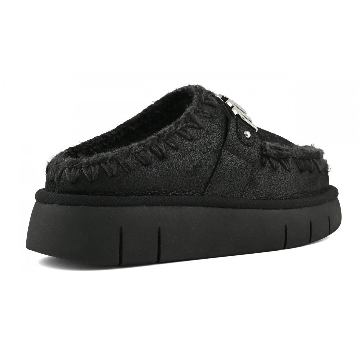 MOU Ciabatta Donna Bounce clog special leather - MU.FW531001B CBKG Cracked Black