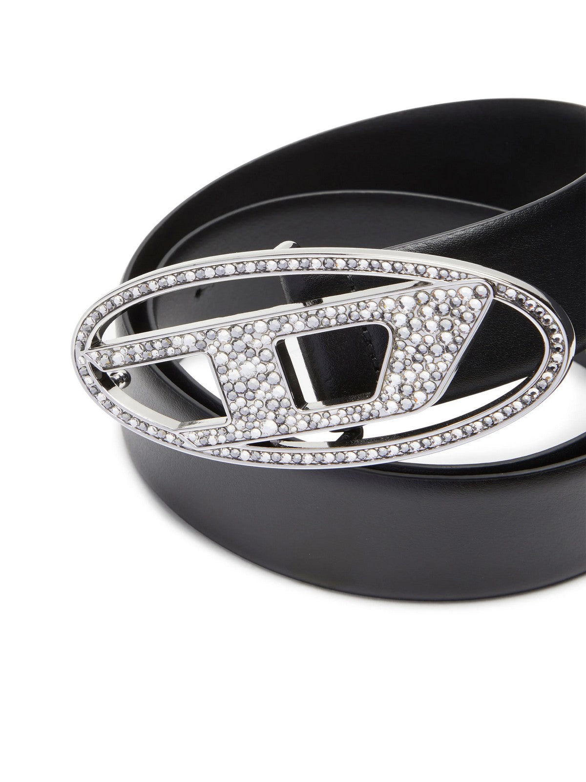 DIESEL Cintura Donna OVAL D LOGO B-1DR STRASS BELT X09611 P6364 T8013 001 - BLACK