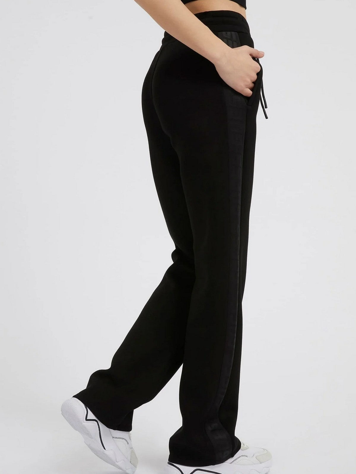 Guess Sport Pantalone Woman Brenda Scuba Straight Leg Pant V3RB21 K7UW2 JBLK BLACK