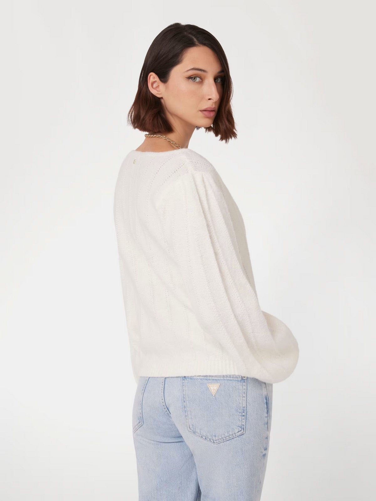 Ratet der Maglione Frau LS VN Madeline Textur SWTR W4BR0N Z3LG0 G1O6 Weiß