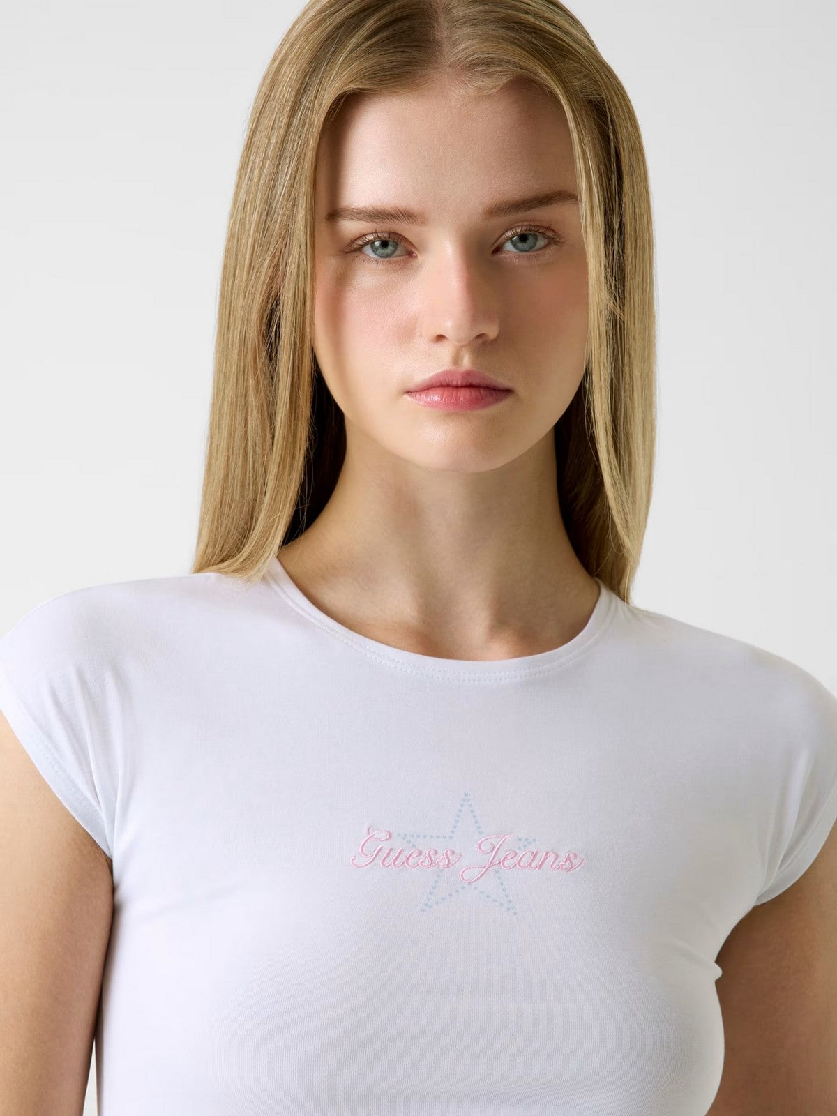 GUESS T-shirt Donna GJ SS RAGLAN STAR BABY TEE W6RI21 J1314 G011 PURE WHITE