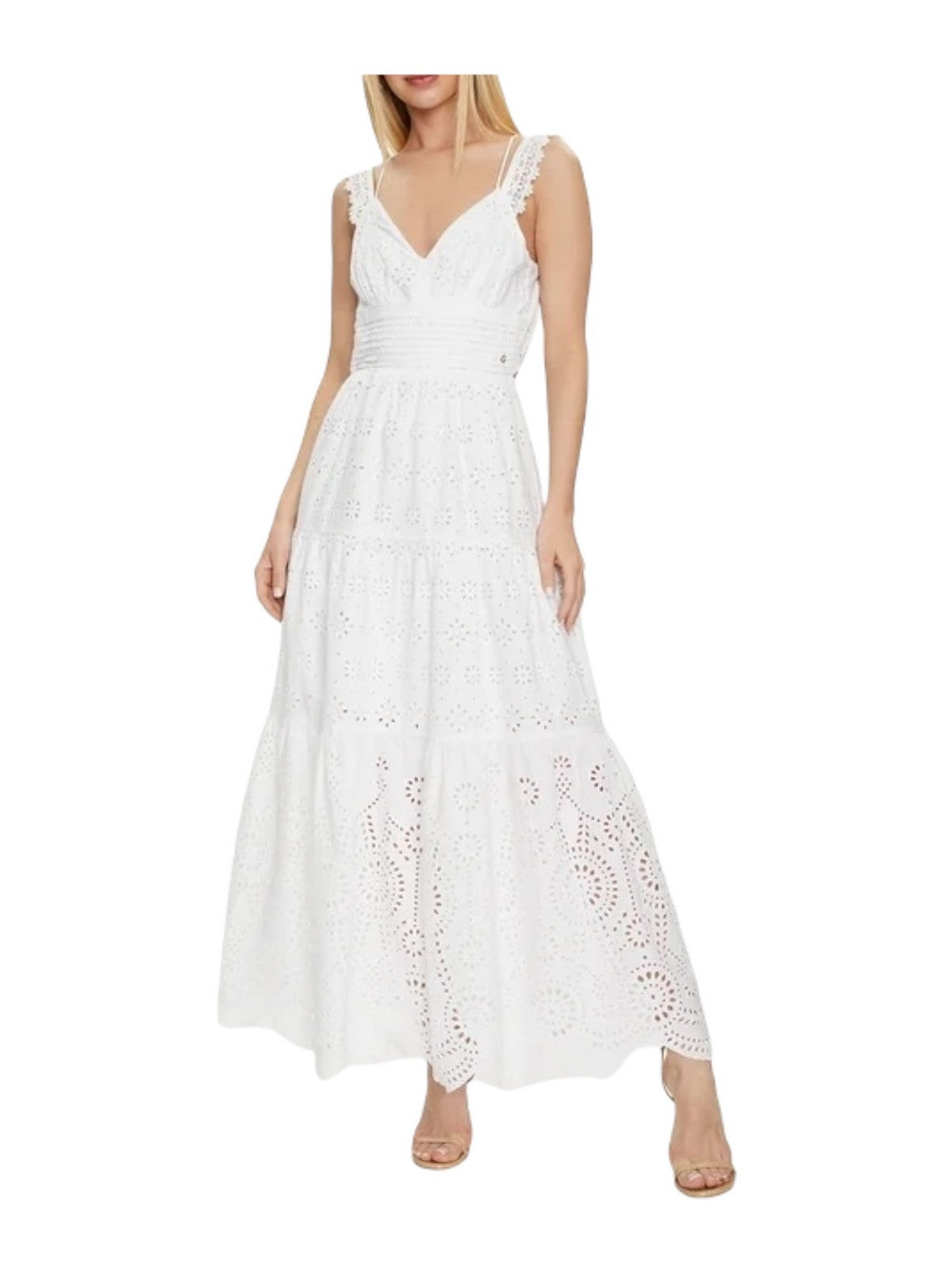Guess Woman Dress SL Palma Long Dress W4GK46 WG571 G011 White
