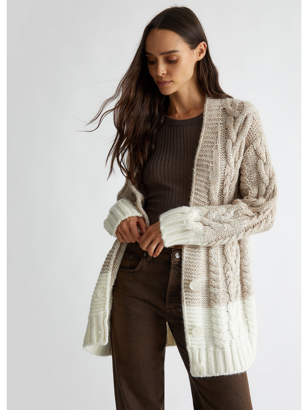 LIU JO BLACK Cardigan Donna CF4248MA329 N9624 Beige gioboutiqueweb