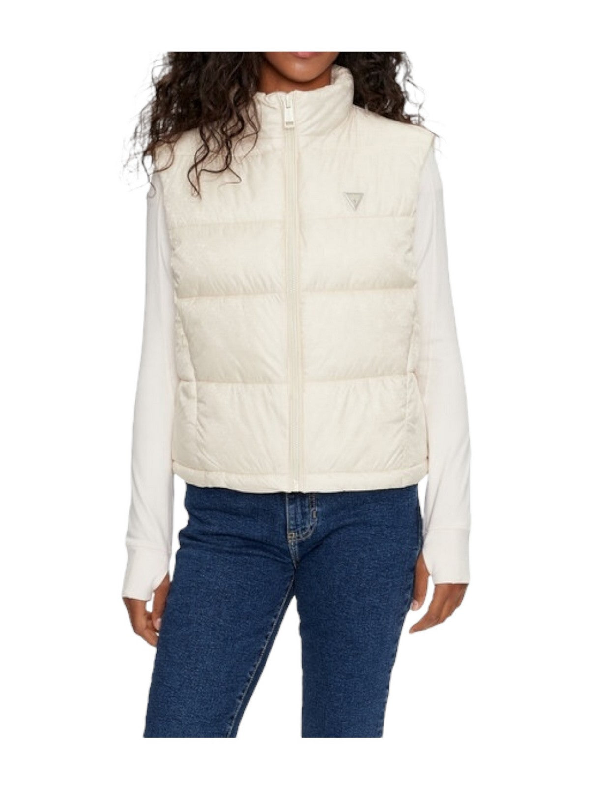 GUESS Gilet Donna NEW 4G LOGO PADDED VEST W4YL15 WGAL2 G1E0 Beige gioboutiqueweb