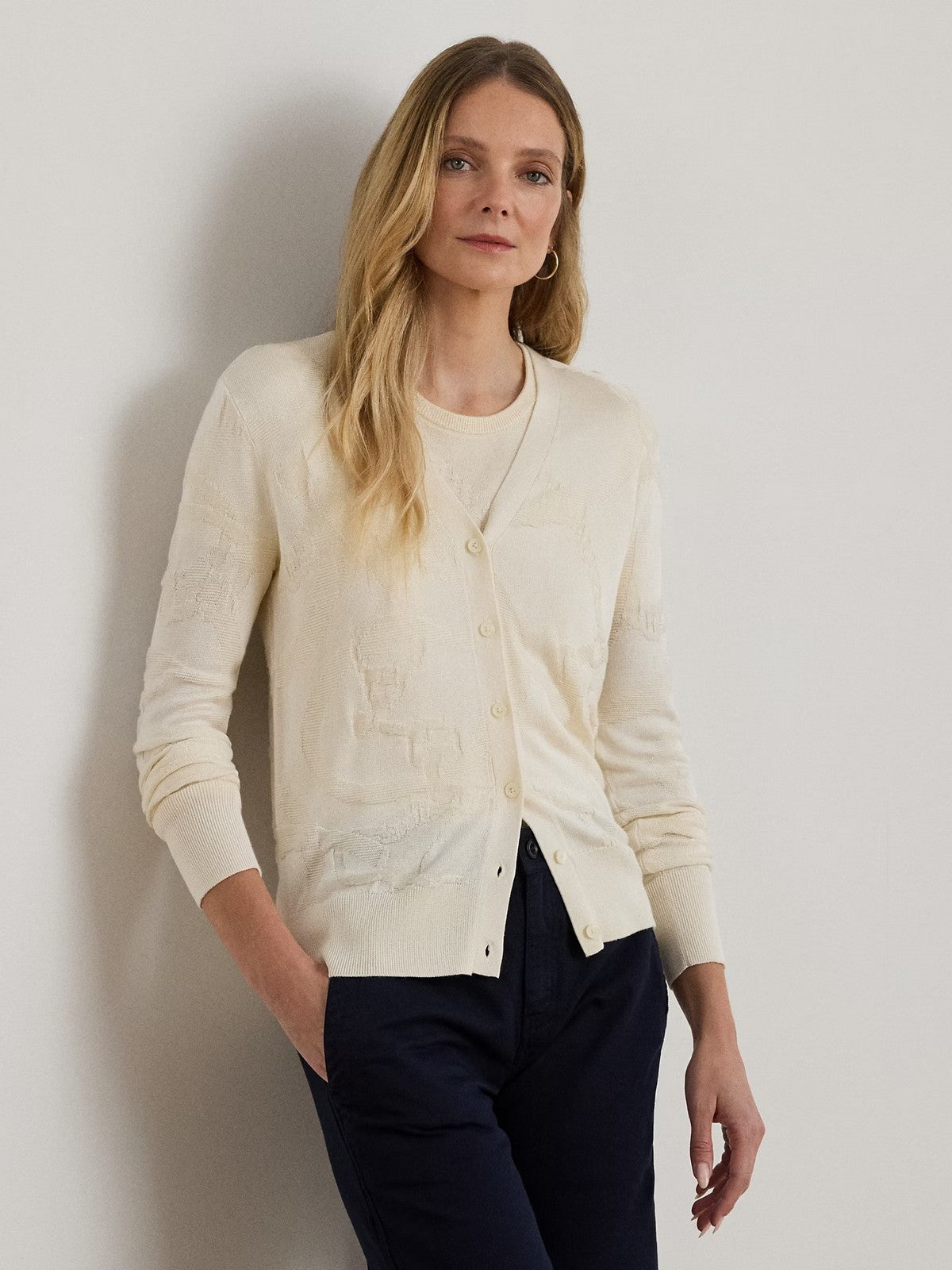 LAUREN RALPH LAUREN Cárdigan de Mujer DENZEL-MANGA LARGA-CARDIGAN 200P03476 001 MASCARPONE CREMA