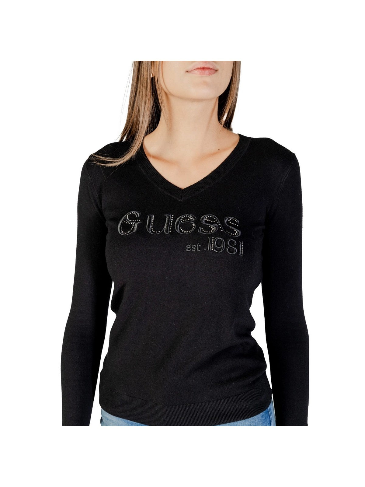 GUESS Maglione Donna LS VN SAYLOR LOGO SWTR W5BR41 Z2NQ2 JBLK Jet Black A996