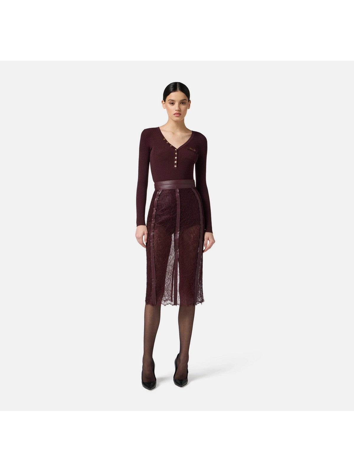 ELISABETTA FRANCHI Maglia Donna MK12B56E2 EA4 MERLOT gioboutiqueweb