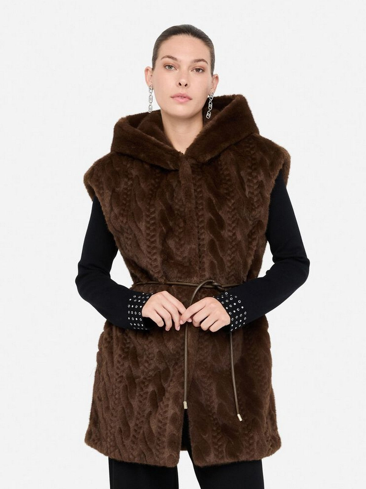 LIU JO WHITE Gilet Donna MF5364E1044 90915 CIOCCOLATO