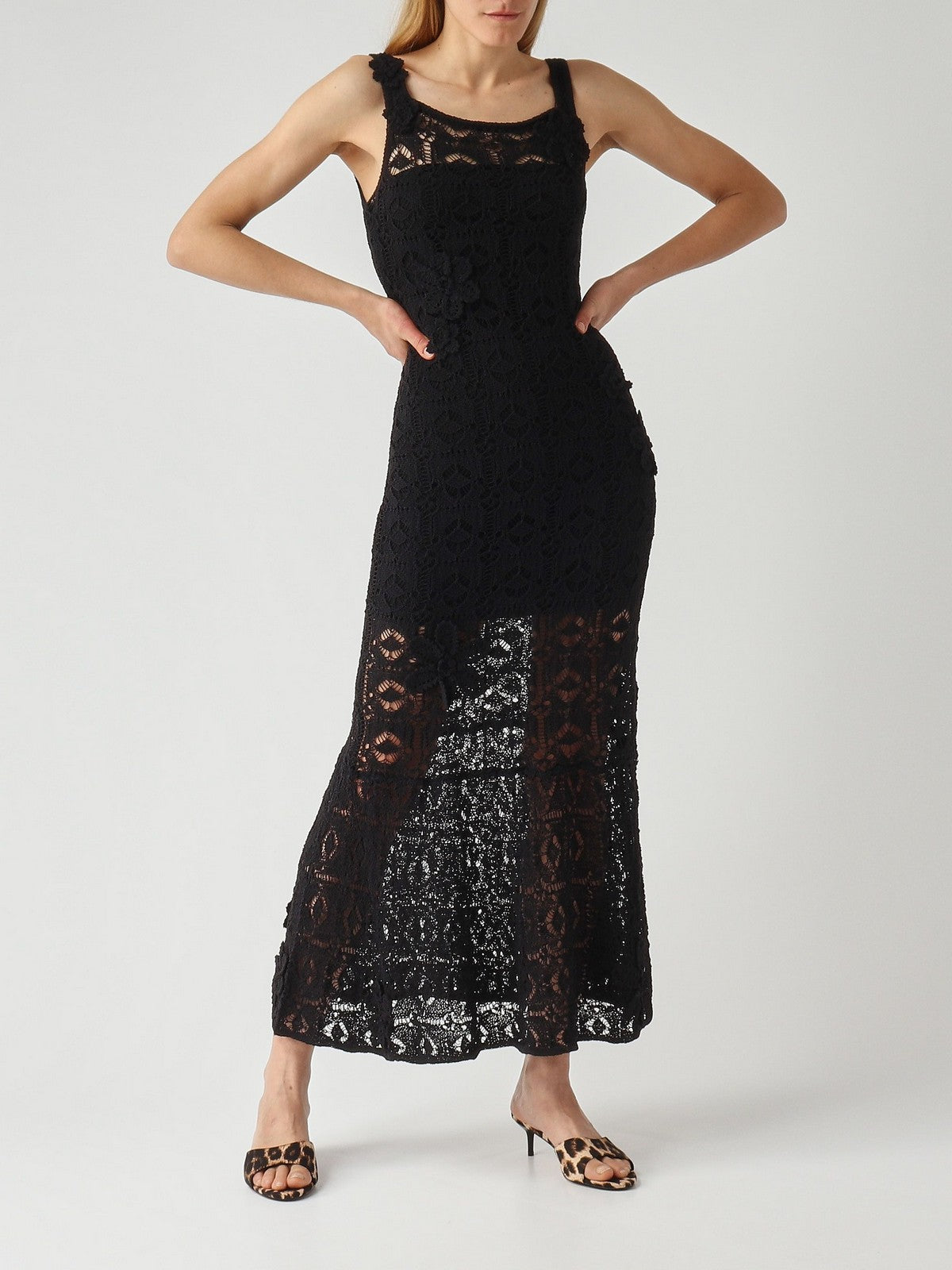 PINKO Abito Donna JUNCUS ABITO CROCHET SEWON FLO 106862-A3B8 Z99 NERO LIMOUSINE