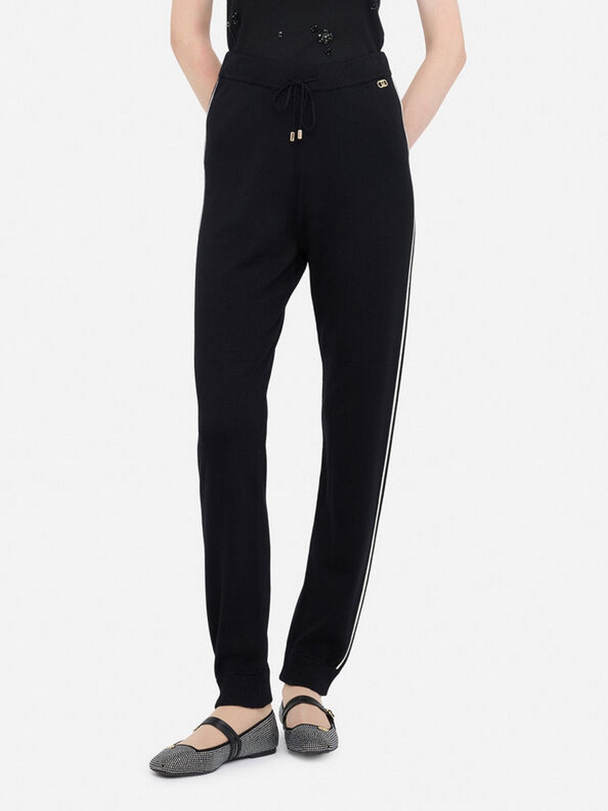 LIU JO SPORT Pantalone Donna TF5029MS49I 03N66 Nero/bianco latte