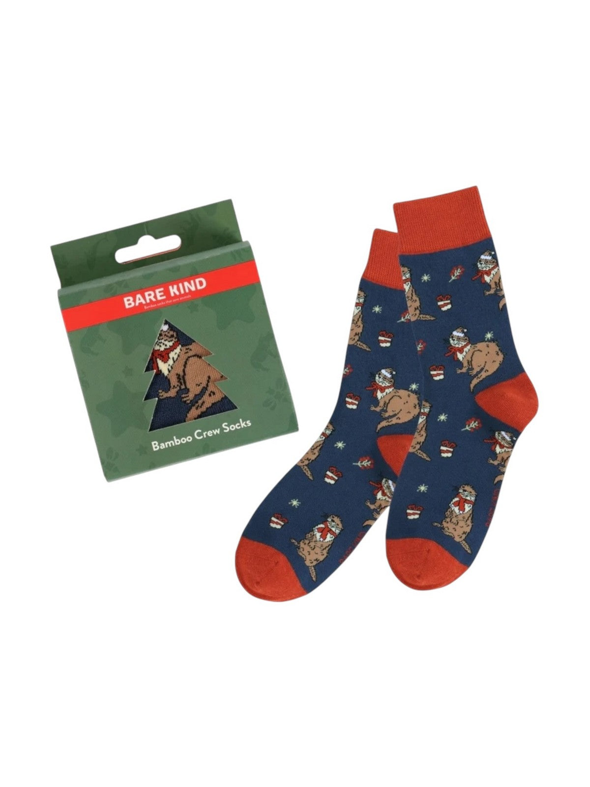 BARE KIND Calzini Unisex adulto CHRISTMAS OTTER BLU/ARANCIO